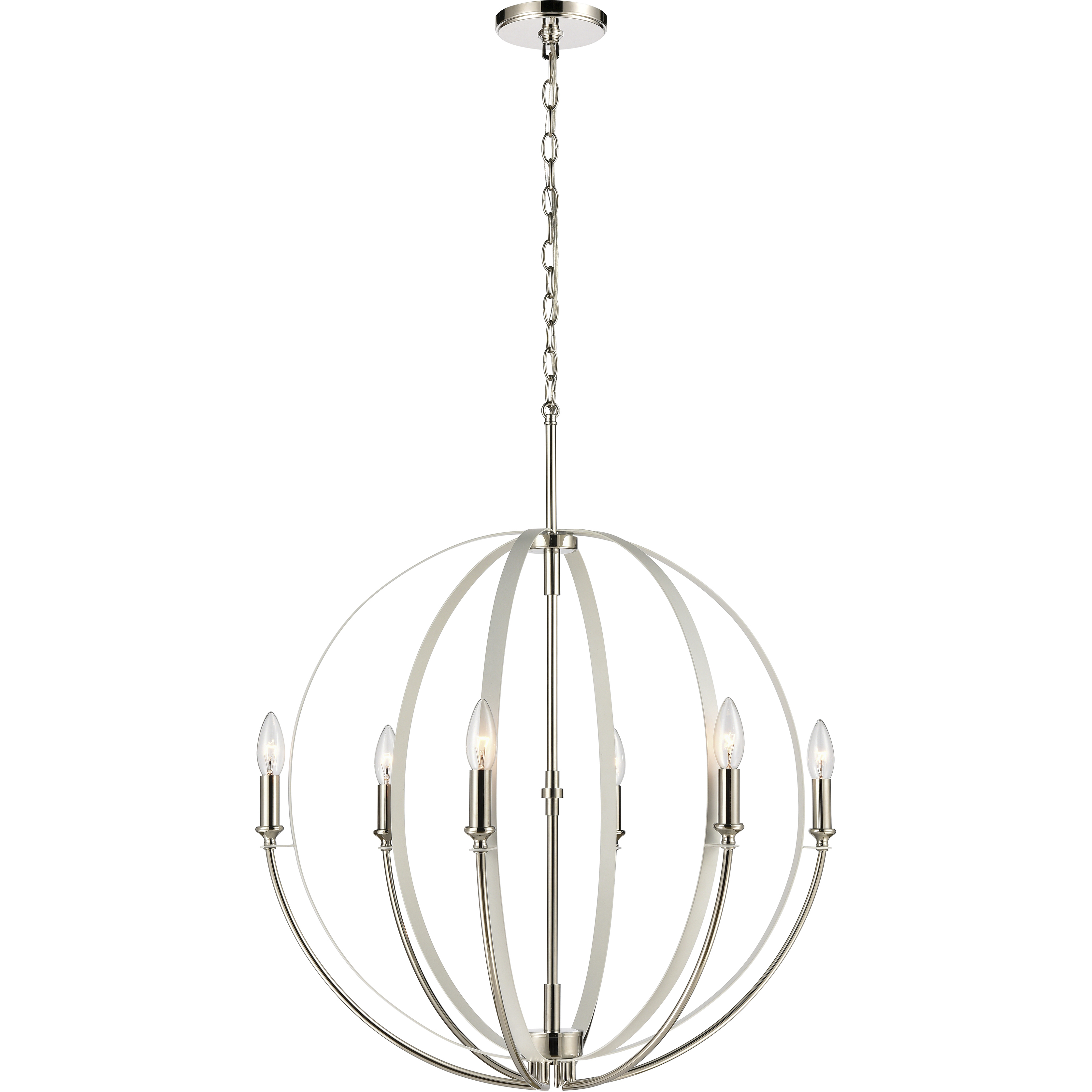 Rotunde 6 Light 26 inch Matte White Chandelier Ceiling Light