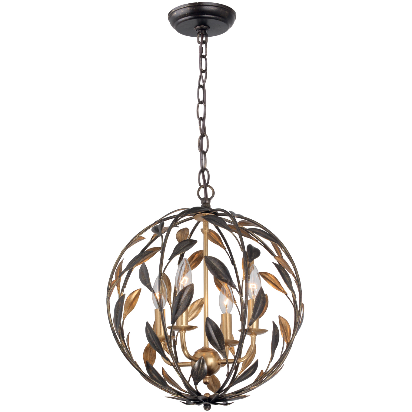 Broche 4 Light 16 inch English Bronze and Antique Gold Mini Chandelier Ceiling Light