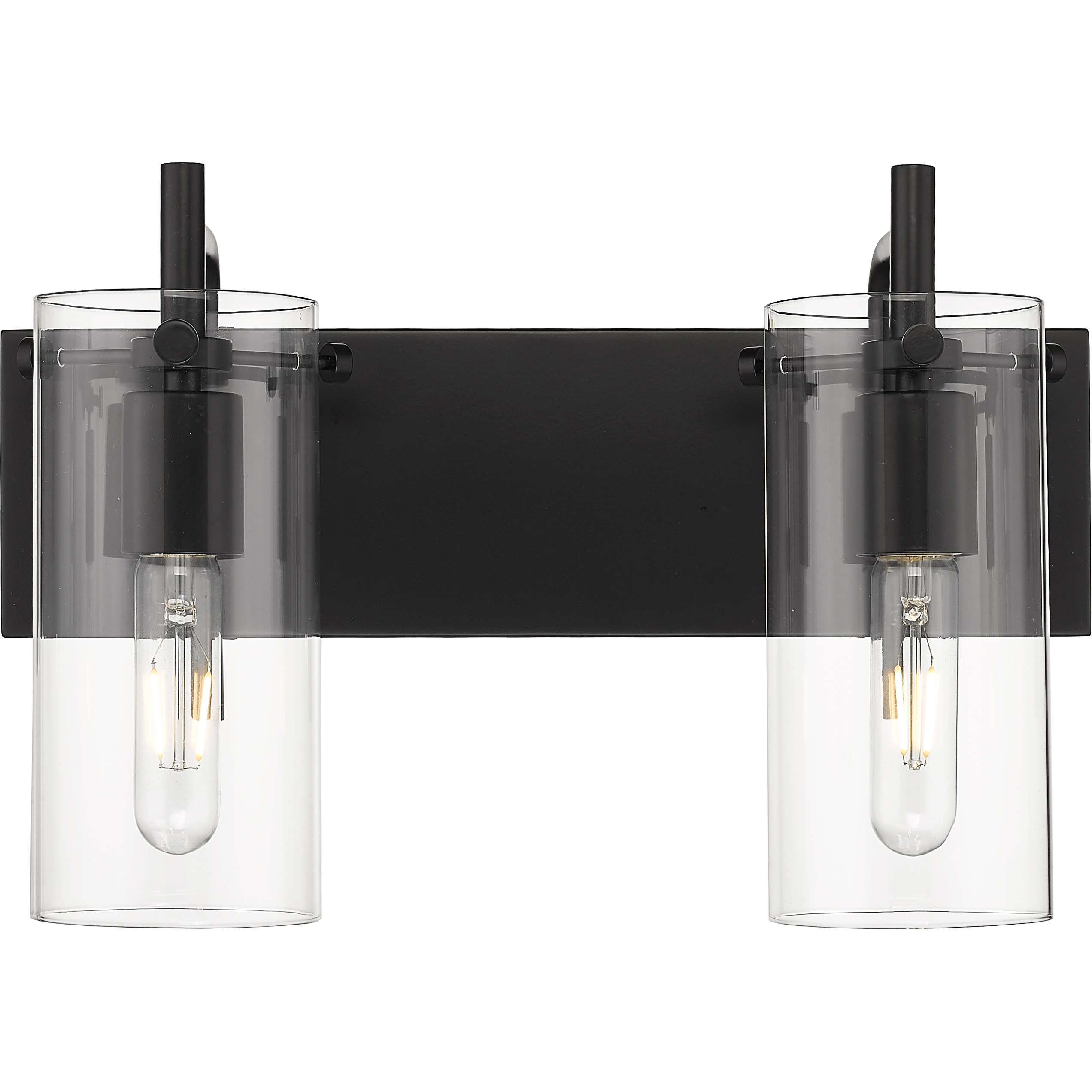 Auralume Press LED 16 inch Matte Black and Clear Bath Vanity Light Wall Light