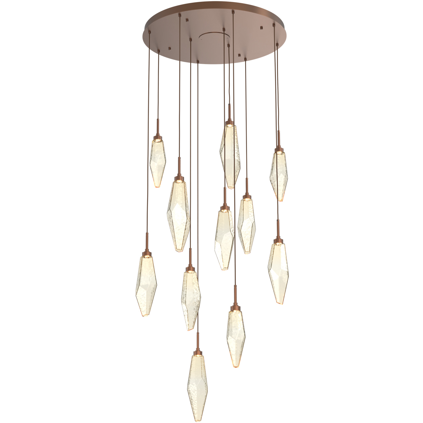 Rock Crystal LED 32.3 inch Burnished Bronze Chandelier Ceiling Light, Round Multi-Port