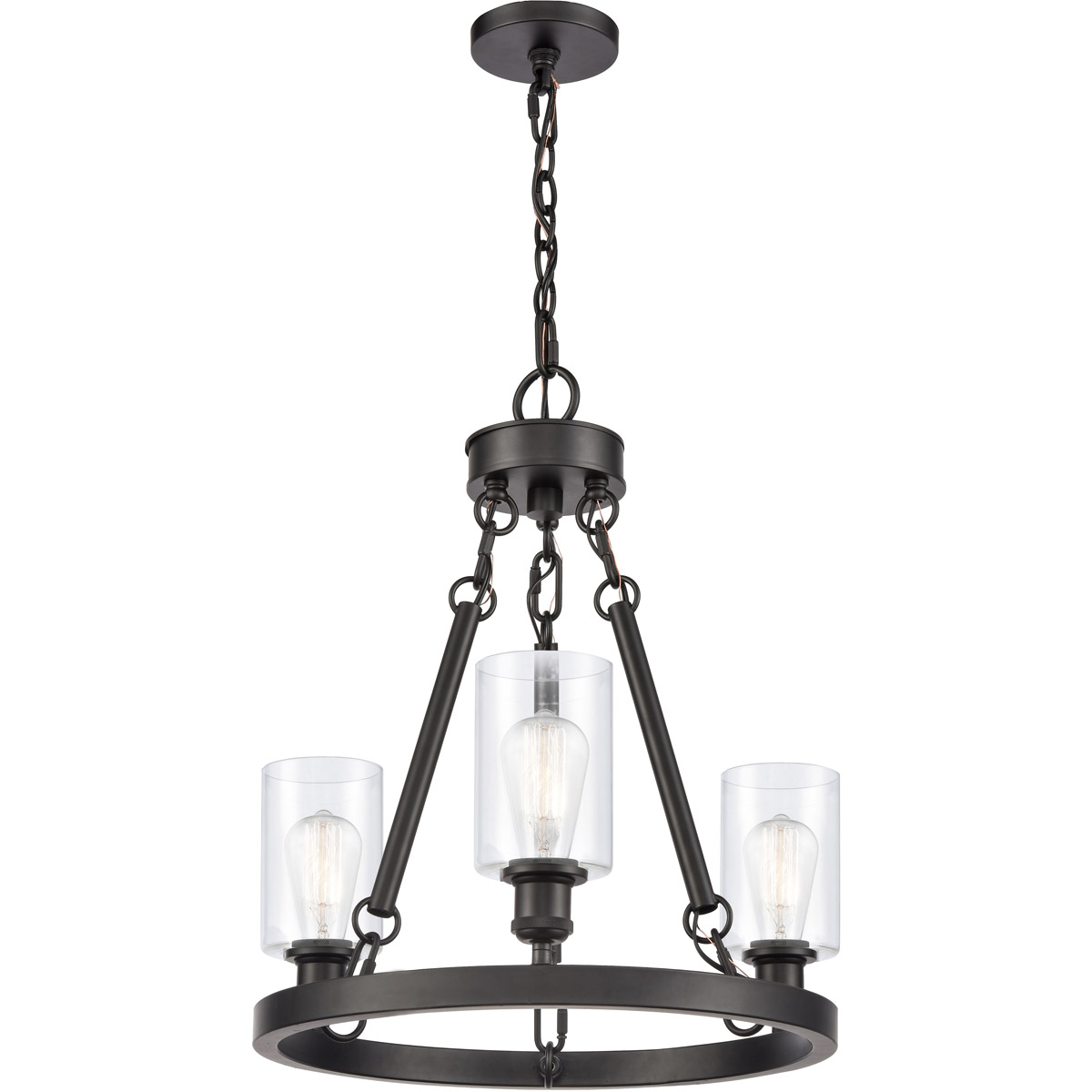 Ballston Saloon 3 Light 20 inch Matte Black Chandelier Ceiling Light in Bulb Not Included, Clear Glass, Ballston