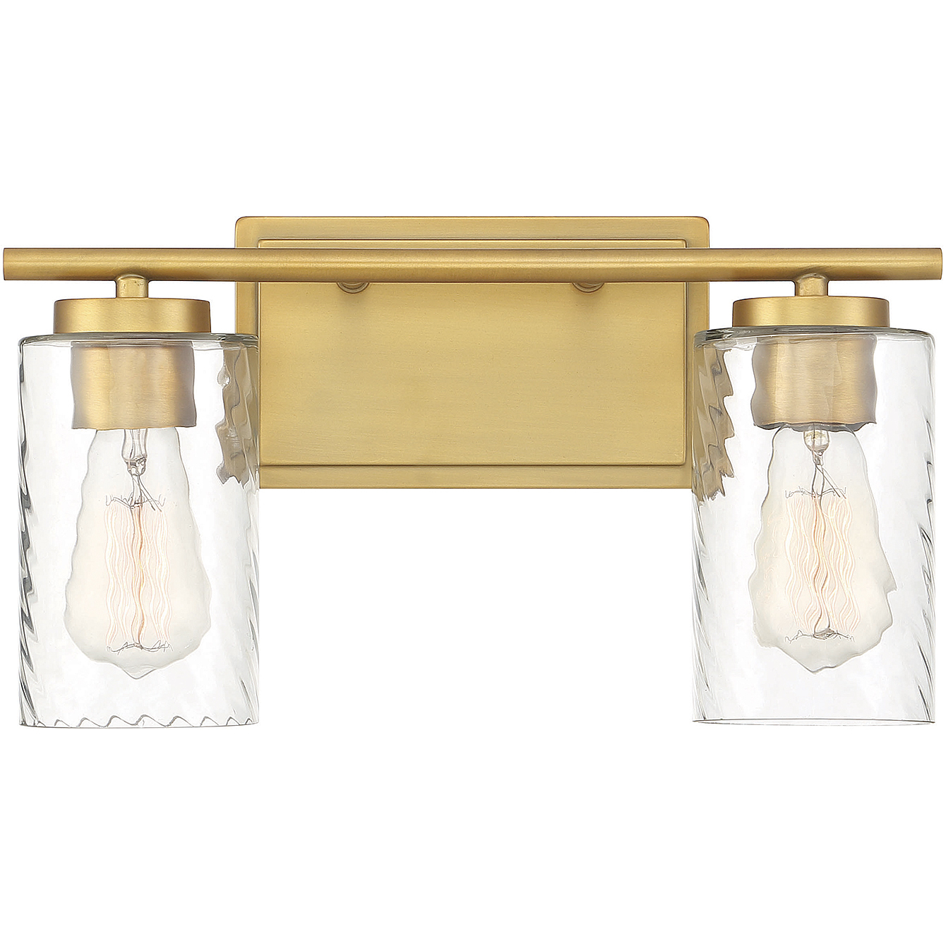 Transitional 2 Light 15 inch Natural Brass Bathroom Vanity Light Wall Light