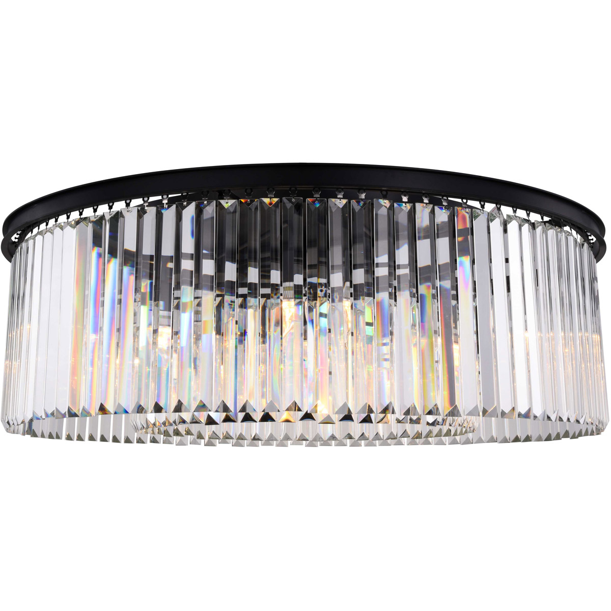 Sydney 10 Light 43.5 inch Matte Black Flush Mount Ceiling Light in Clear, Urban Classic
