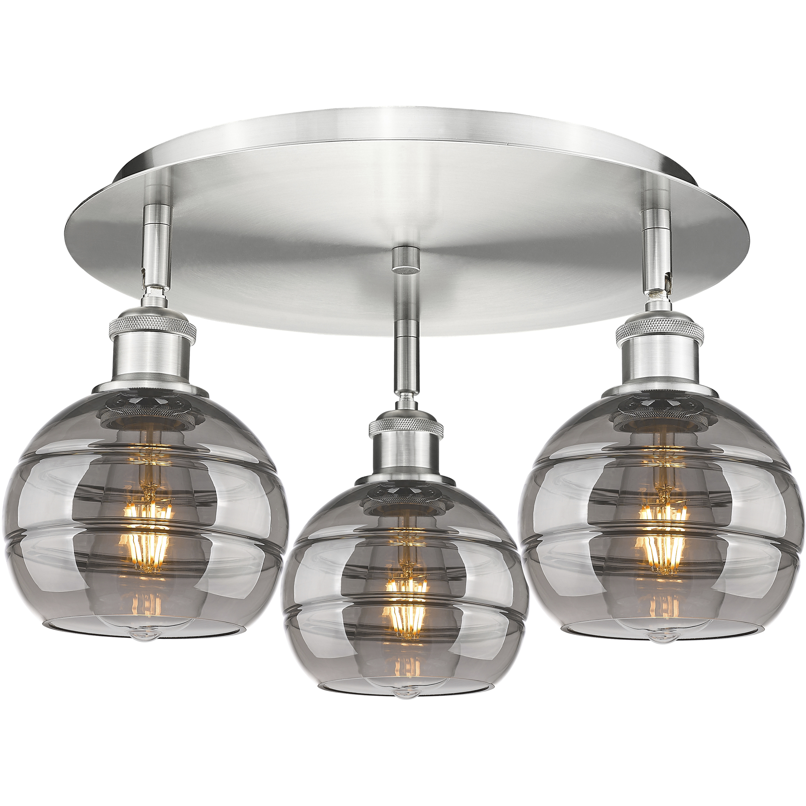 Ballston Rochester 3 Light 17.63 inch Satin Nickel Flush Mount Ceiling Light