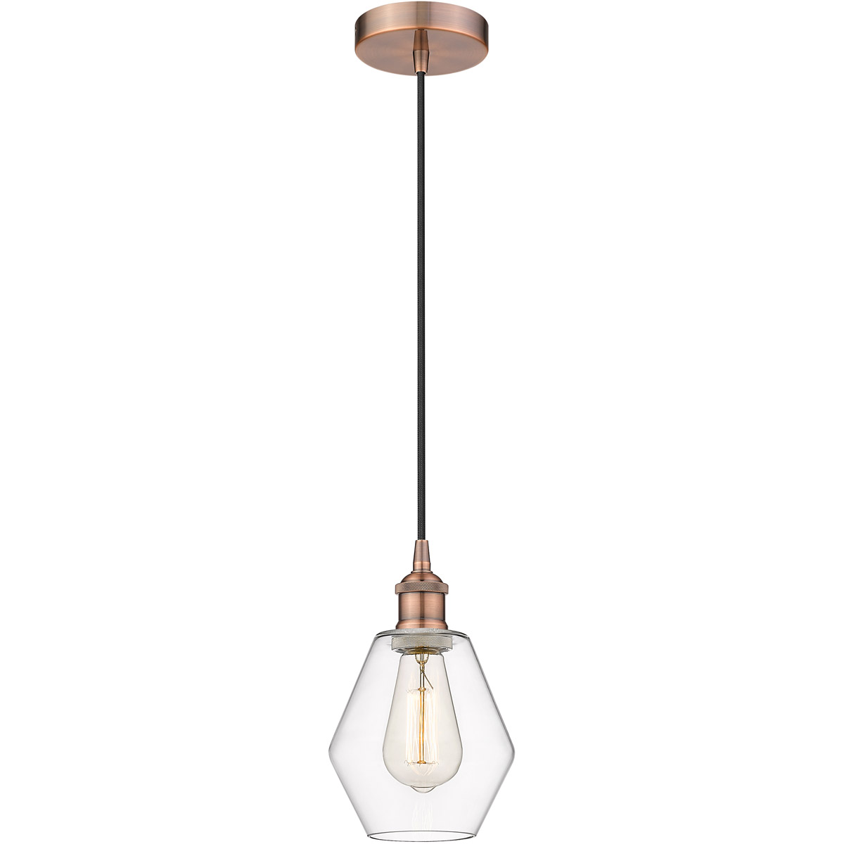 Edison Cindyrella LED 6 inch Antique Copper Mini Pendant Ceiling Light