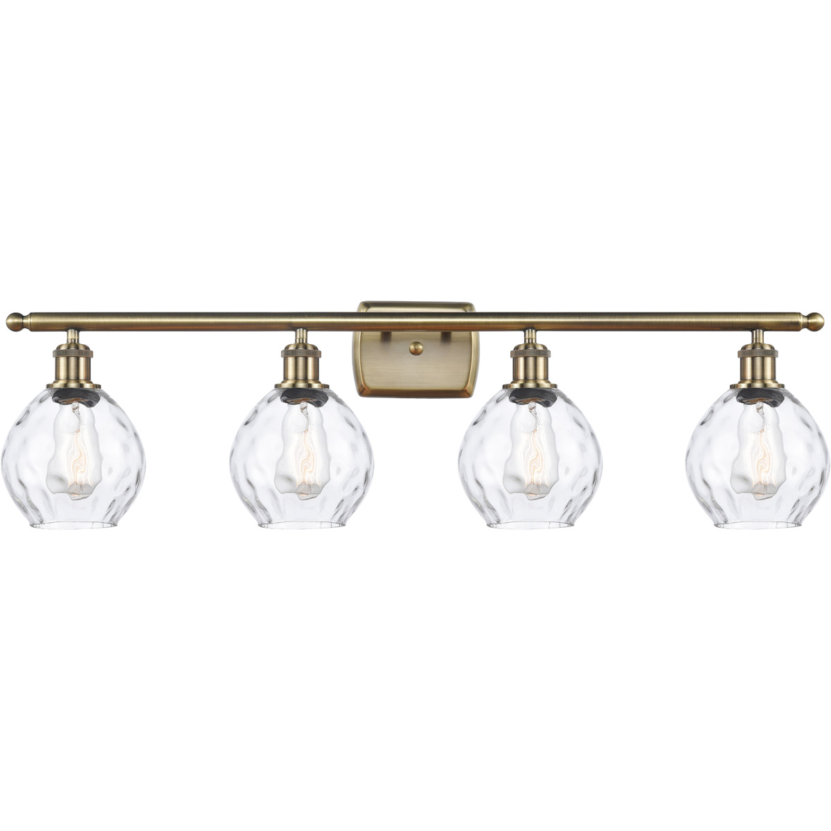 Ballston Small Waverly 4 Light 36 inch Antique Brass Bath Vanity Light Wall Light in Incandescent, Clear Glass, Ballston