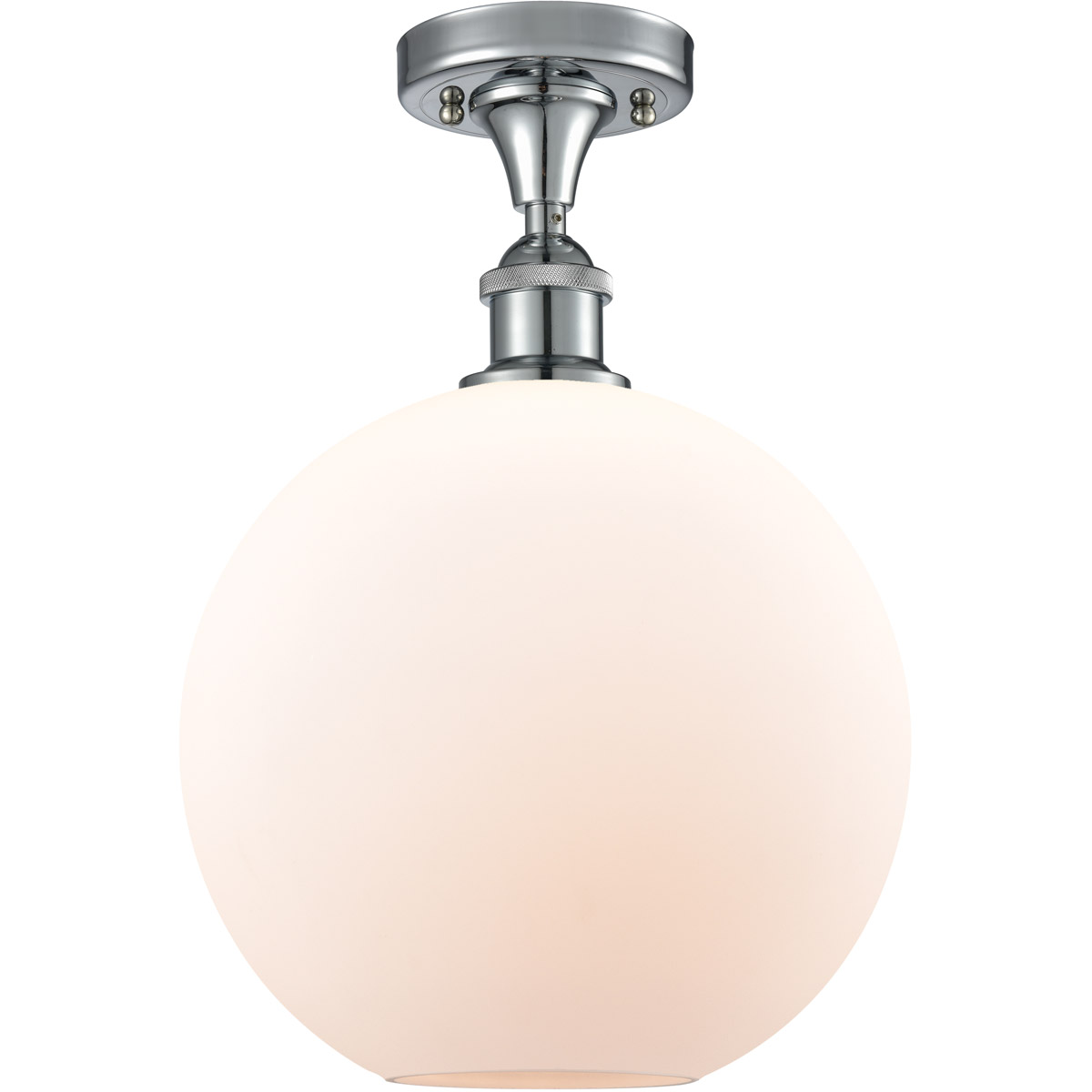 Ballston Large Athens 1 Light 10 inch Polished Chrome Semi-Flush Mount Ceiling Light in Matte White Glass, Ballston