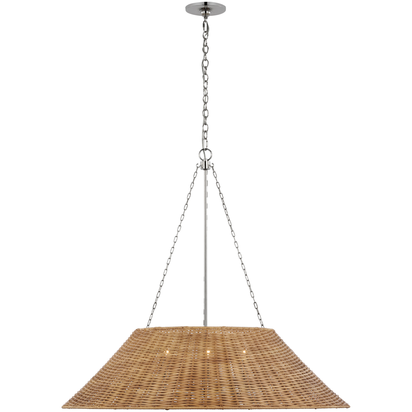 Marie Flanigan Corinne LED 36.25 inch Polished Nickel Woven Hanging Shade Ceiling Light in Natural Wicker, Extra Large