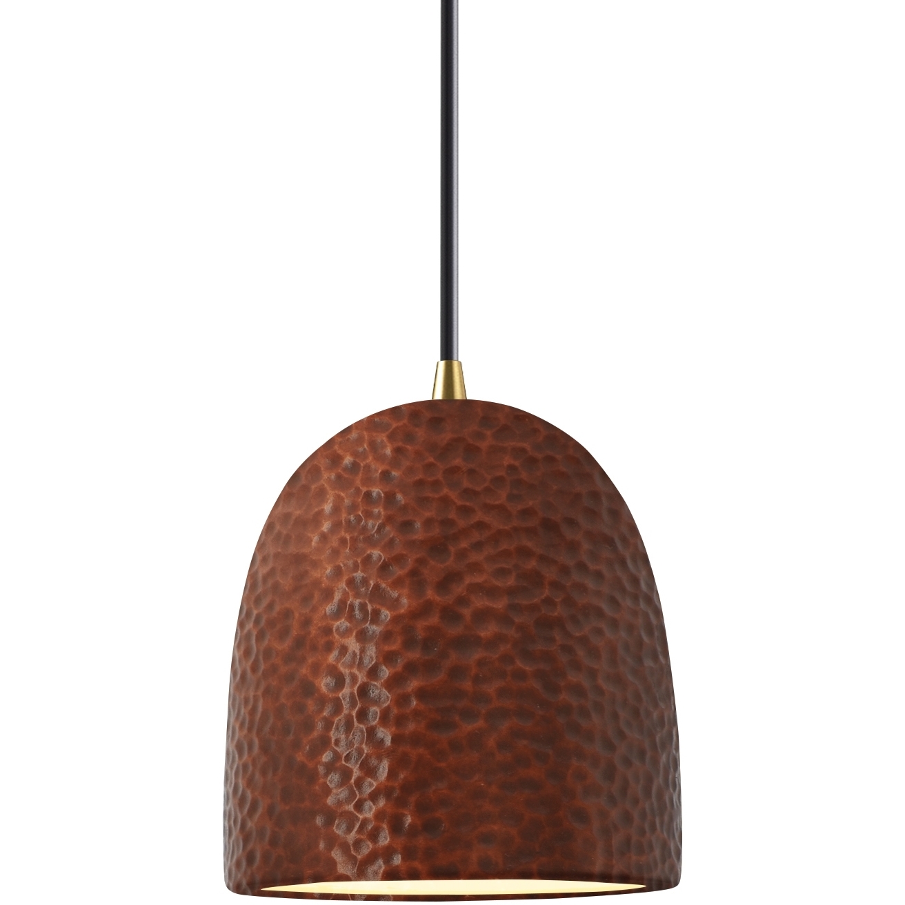 Radiance Collection - Bell Single Drop Pendant in Antique Brass, Replaceable Bulb, Hammered Copper, Black, Form+Finish+Function