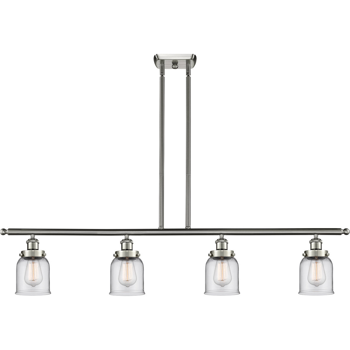 Ballston Small Bell 4 Light 48 inch Brushed Satin Nickel Island Light Ceiling Light in Clear Glass, Ballston
