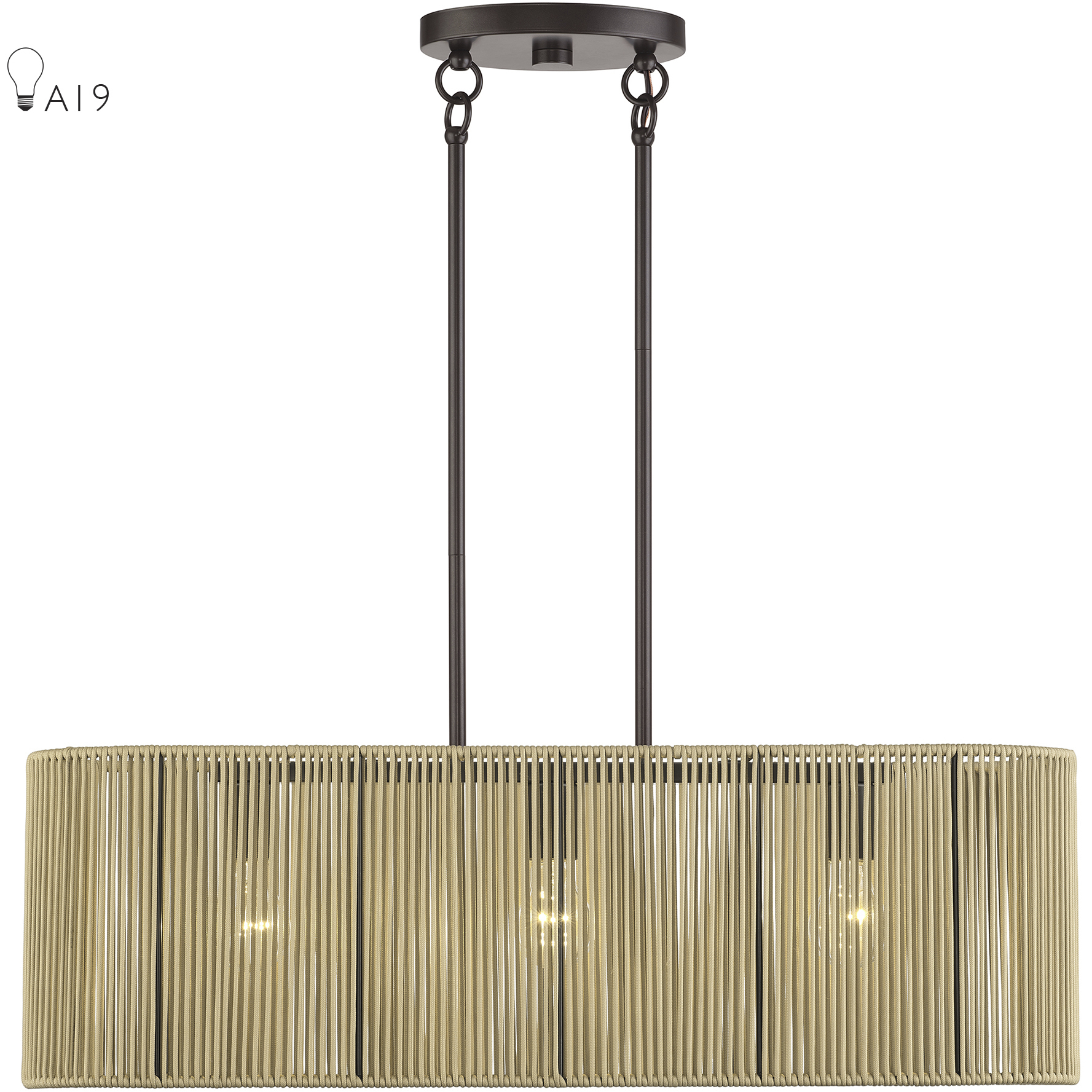 Goldiemesh 3 Light 30 inch English Bronze Linear Chandelier Ceiling Light, Medium