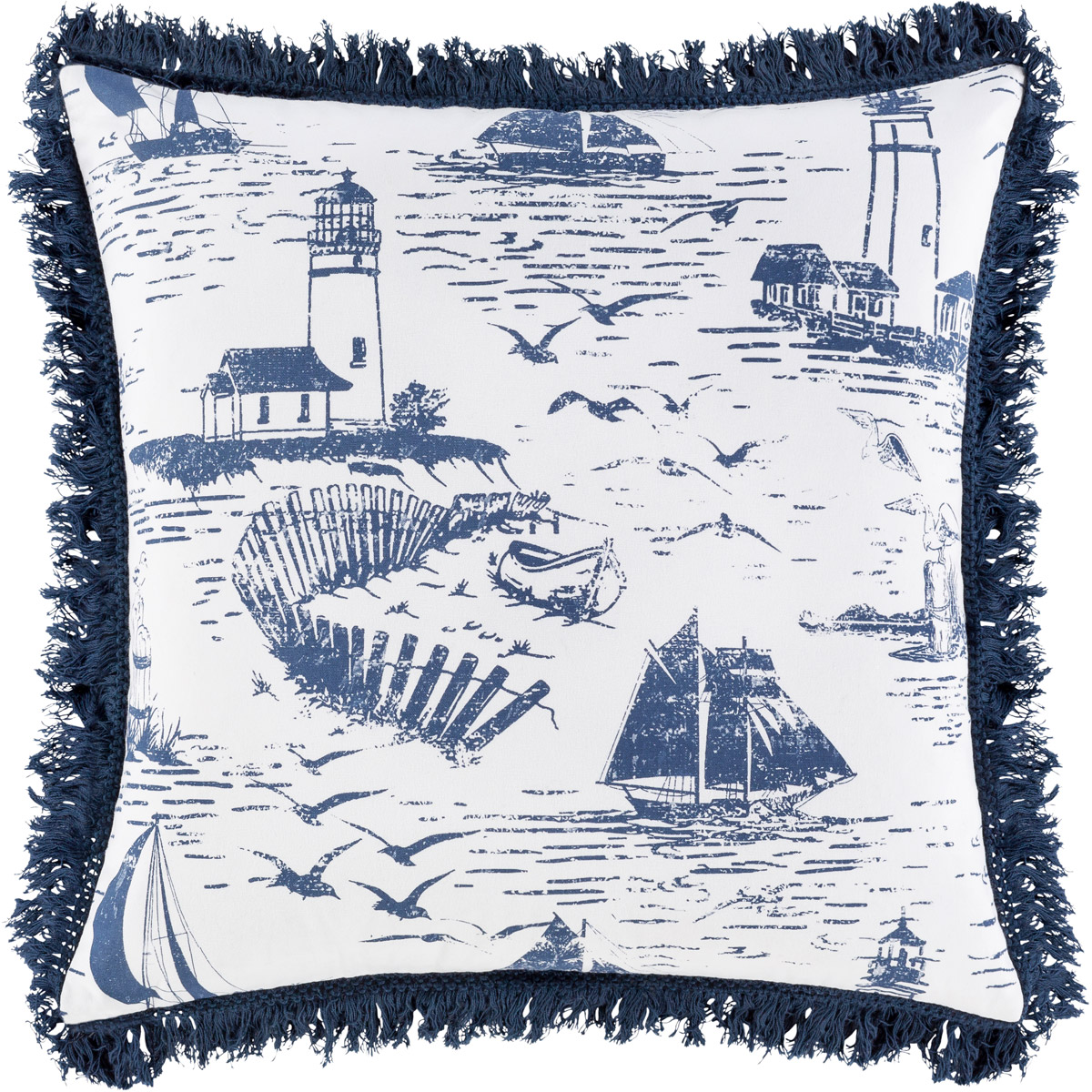 Castaway 20 X 20 inch Navy/White Pillow Kit, Square