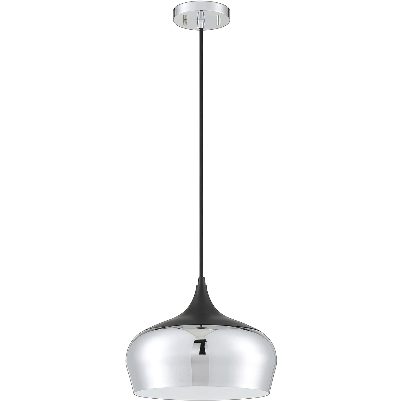 Orian 1 Light 12 inch Chrome and Black Pendant Ceiling Light