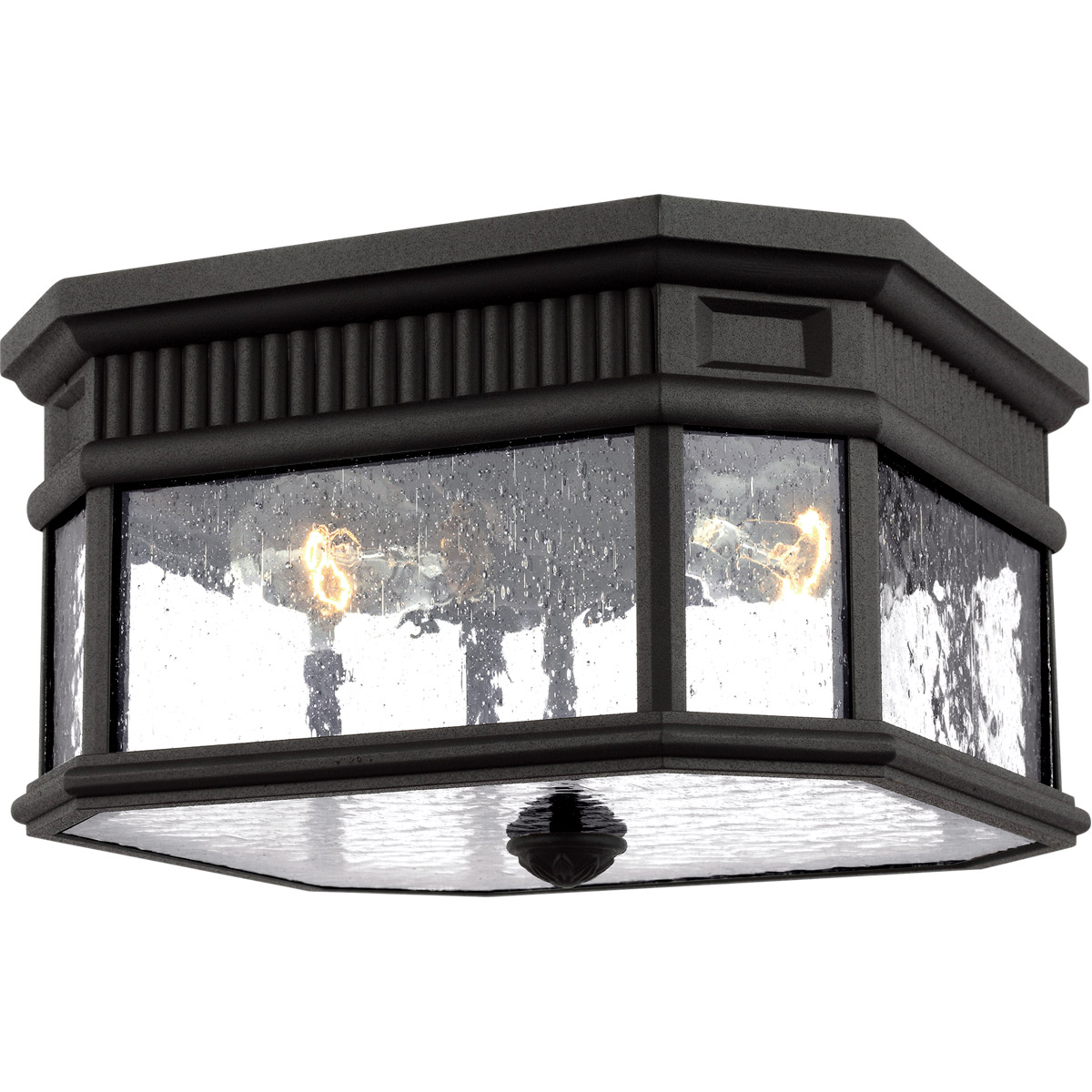 Quade 2 Light 11.5 inch Black Outdoor Flush Mount
