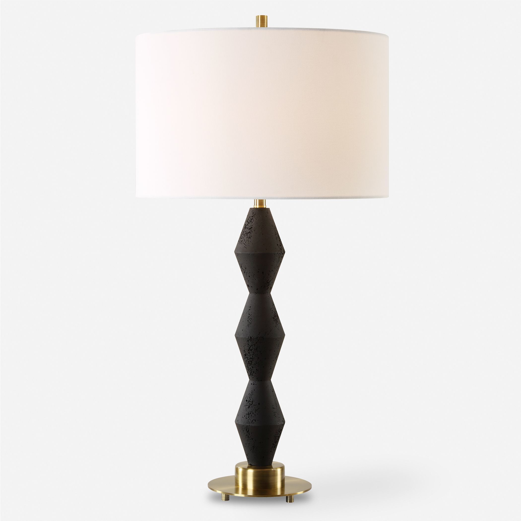 Threefold 29.75 inch 150.00 watt Black Stone and Antique Brass Table Lamp Portable Light