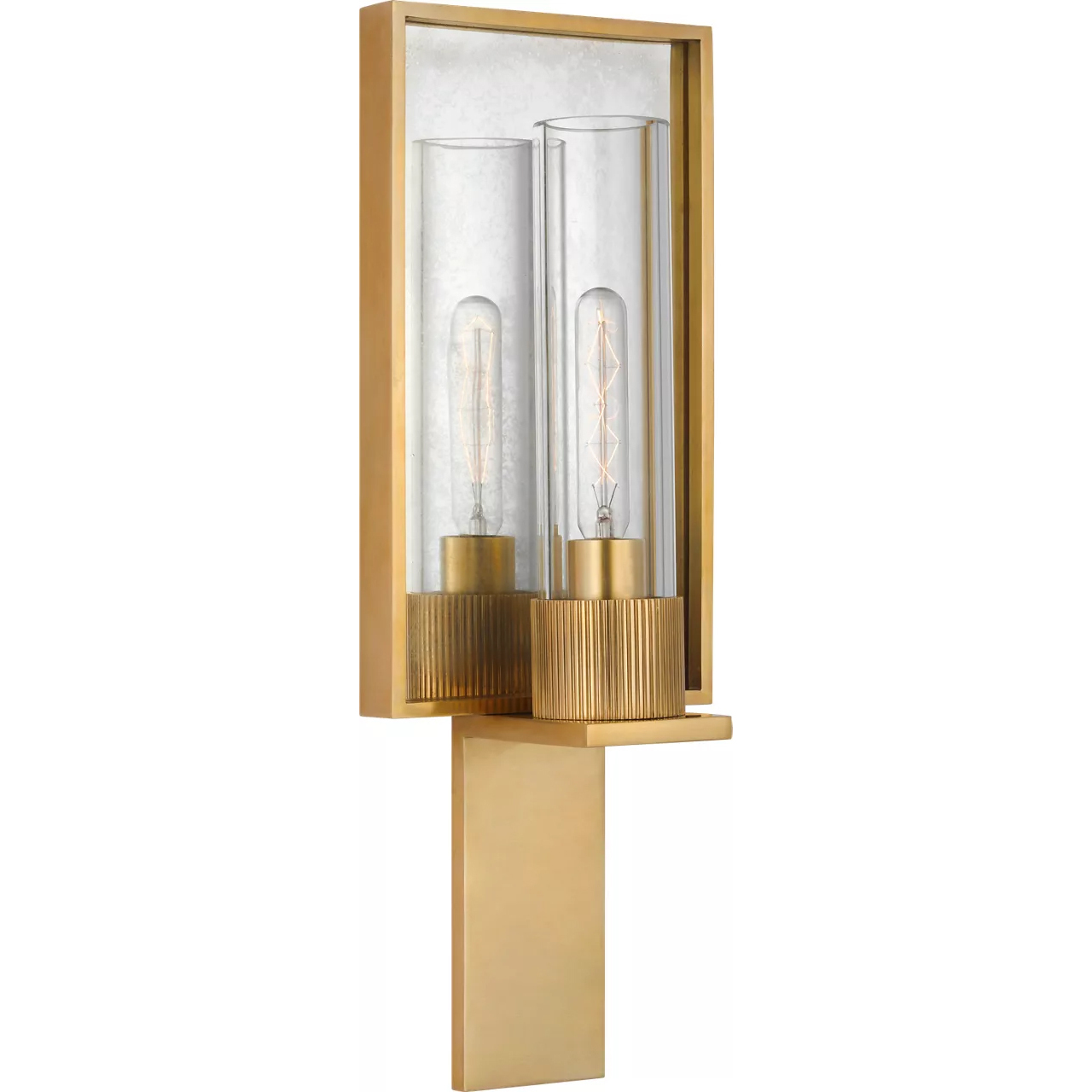 Ray Booth Beza LED 5.75 inch Antique Brass and Antique Mirror Single Reflector Sconce Wall Light