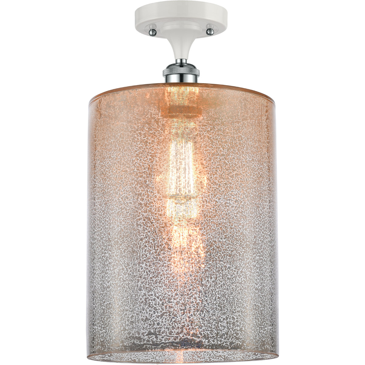 Ballston Large Cobbleskill LED 9 inch White and Polished Chrome Semi-Flush Mount Ceiling Light in Mercury Glass, Ballston