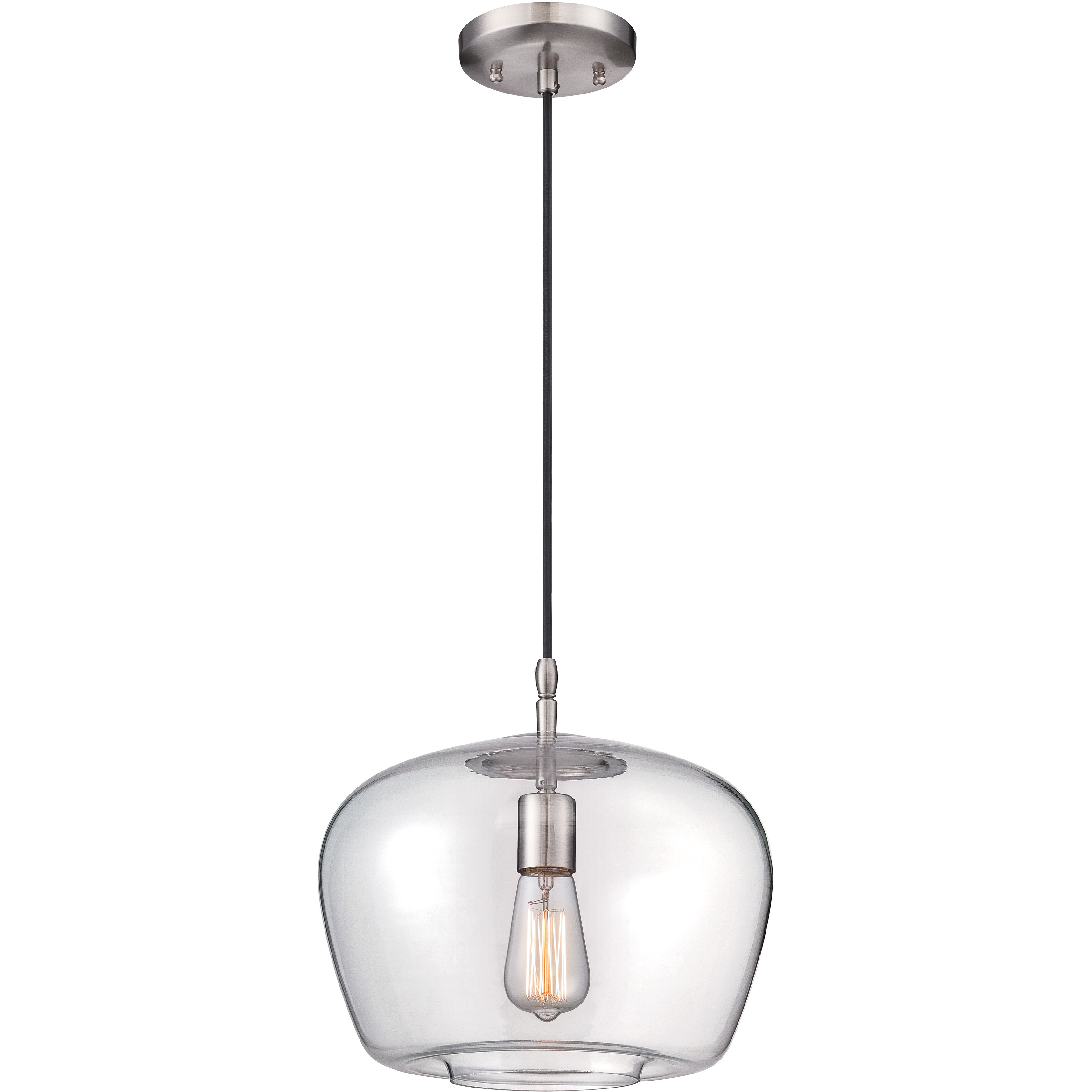 ML 1 Light 12.25 inch Brushed Nickel Mini Pendant Ceiling Light