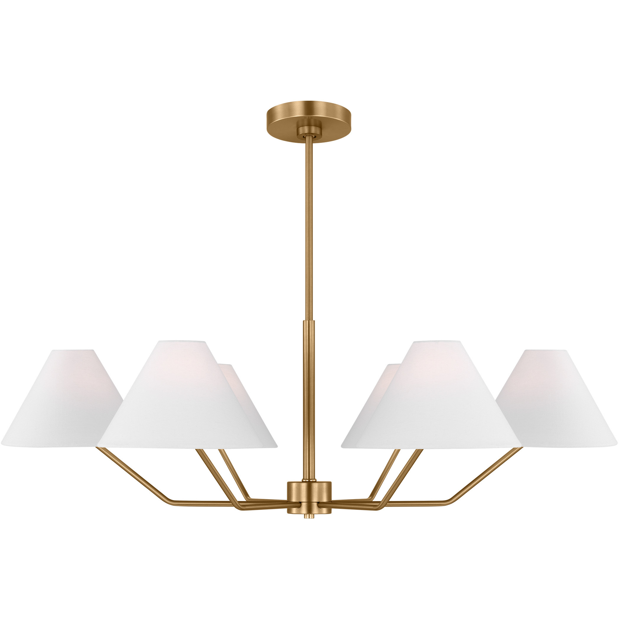 Drew & Jonathan Burke 6 Light 38 inch Satin Brass Chandelier Ceiling Light