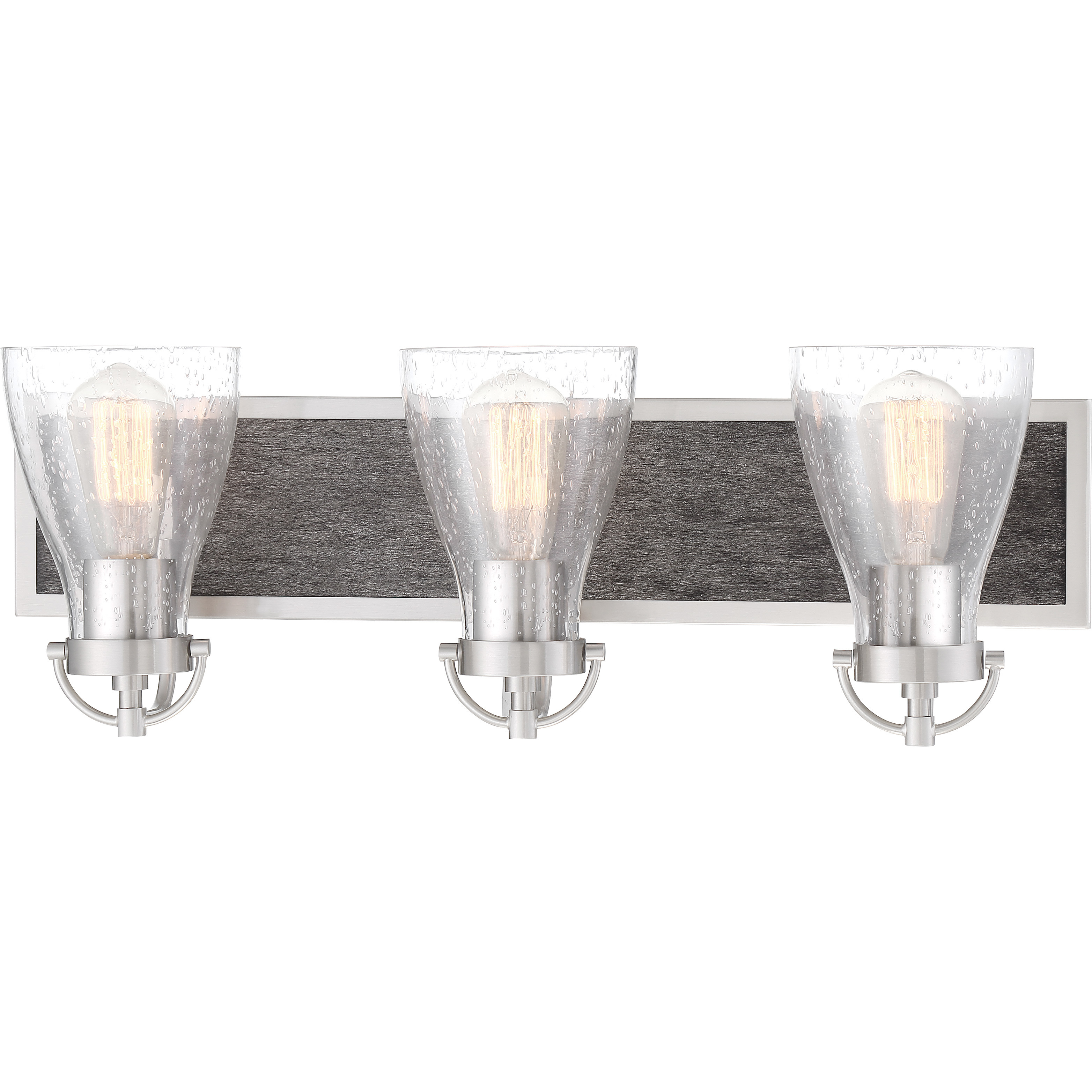 Garrison 3 Light 24 inch Brushed Nickel/Shale Wood Bath Light Wall Light