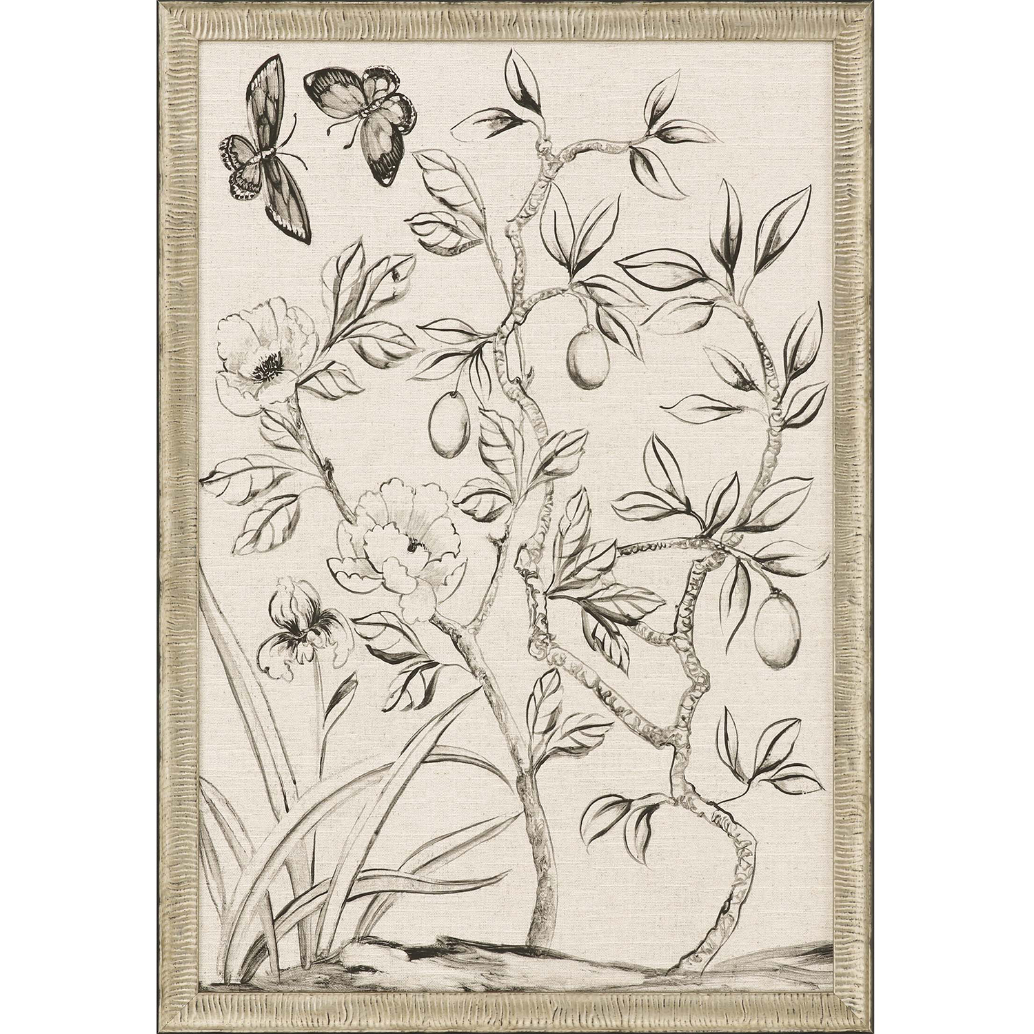 Shimmering Garden Neutral and Black and White Framed Art