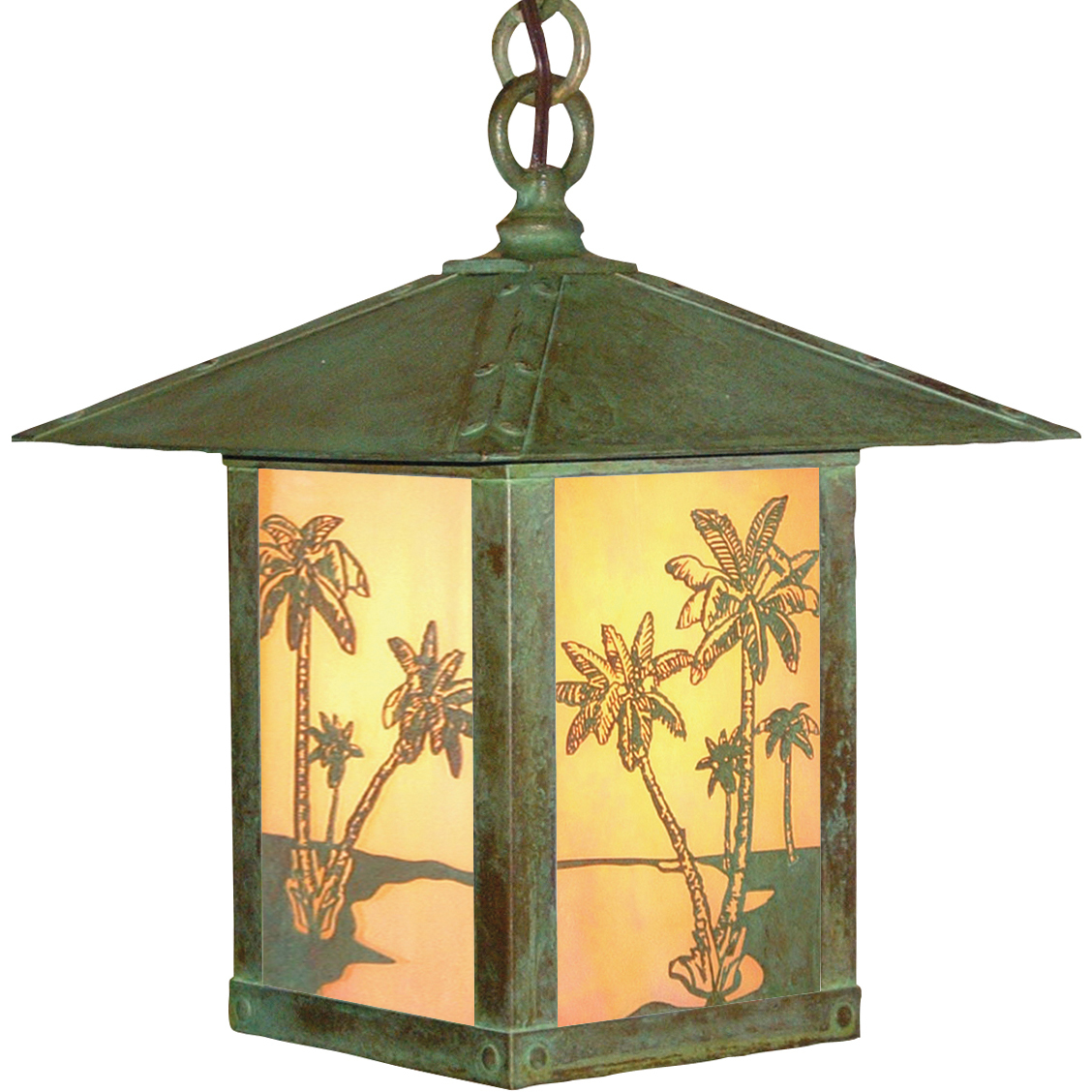 Timber Ridge 1 Light 16 inch Raw Copper Pendant Ceiling Light in Off White, Palm Tree Filigree
