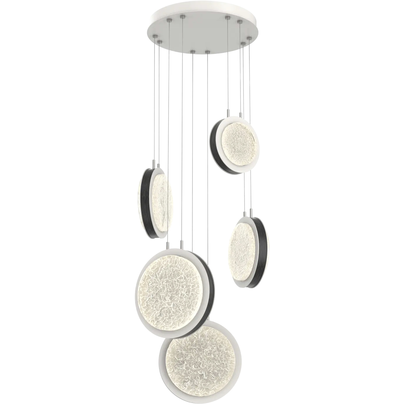 Iris LED 20 inch Salt White with Dark Oak Multi-Pendant Ceiling Light in 2700K LED