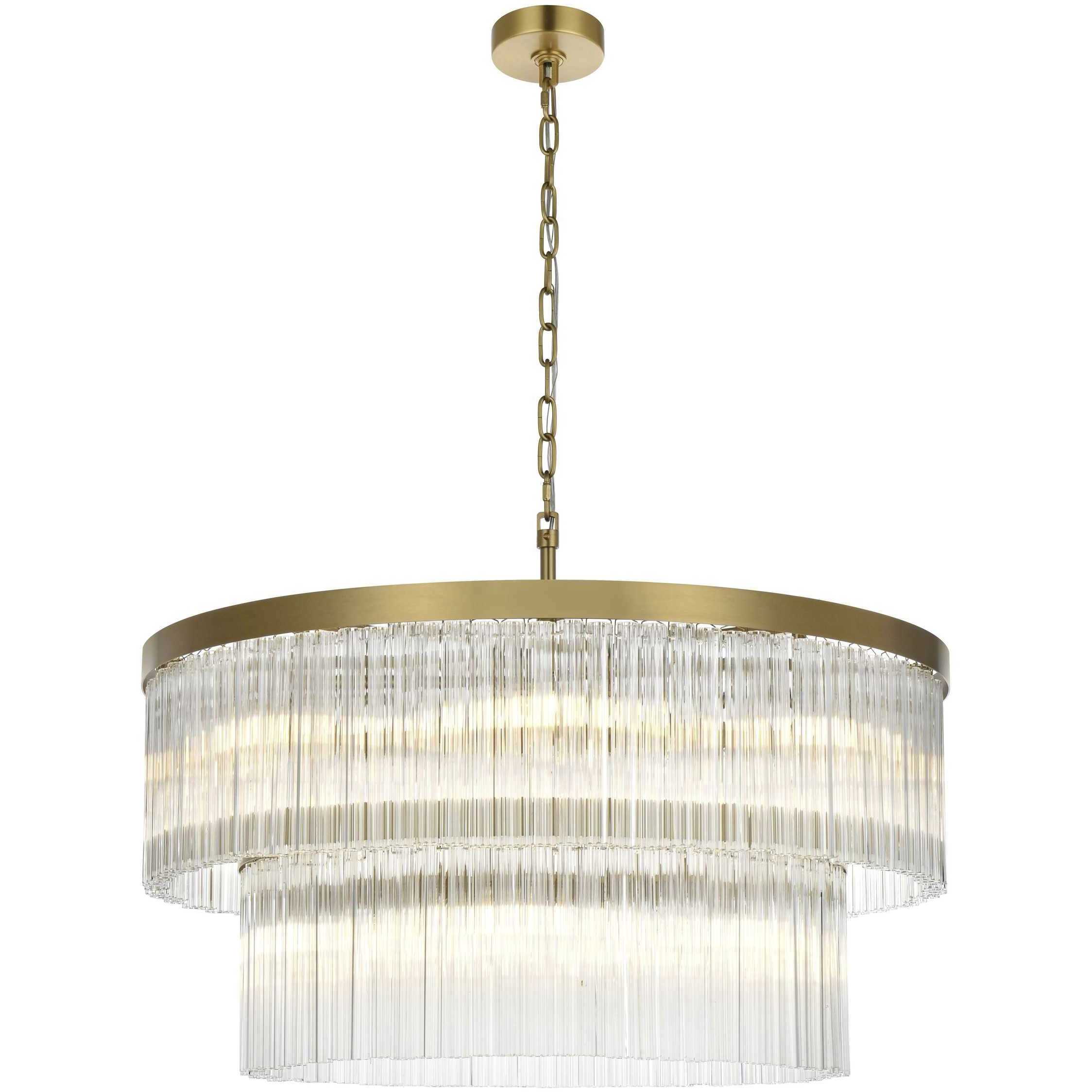 Elegant Lighting 1070D32SG Harlow 14 Light 32 inch Satin Gold ...