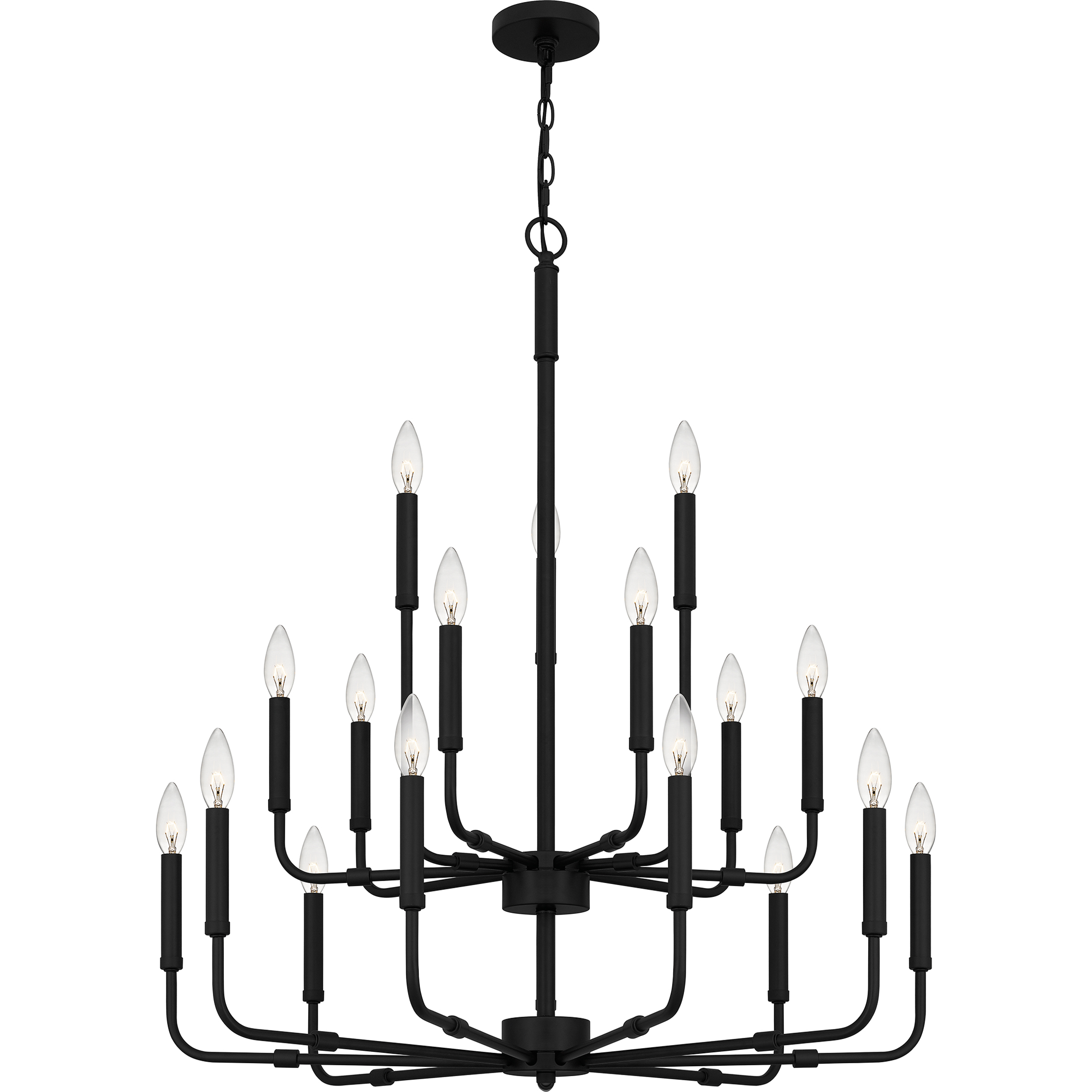 Abner 18 Light 32 inch Matte Black Chandelier Ceiling Light