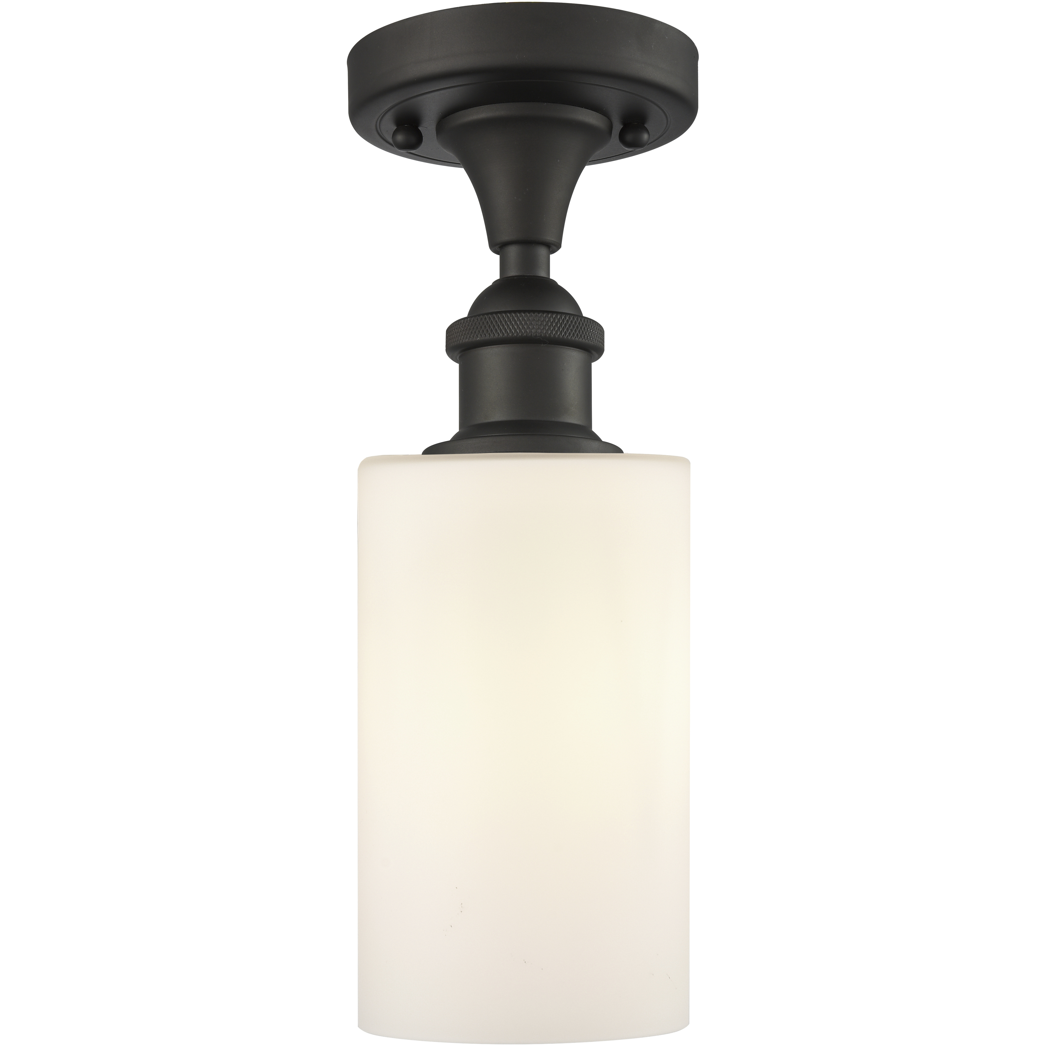 Edison Clymer 1 Light 3.88 inch Oil Rubbed Bronze Semi-Flush Mount Ceiling Light in Matte White Glass