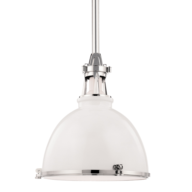 Massena 1 Light 19.5 inch White / Polished Nickel Pendant Ceiling Light