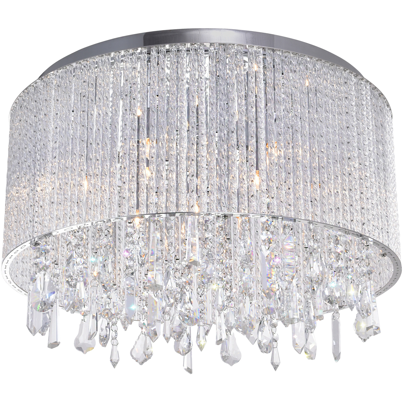 Benson 6 Light 16 inch Chrome Drum Shade Flush Mount Ceiling Light