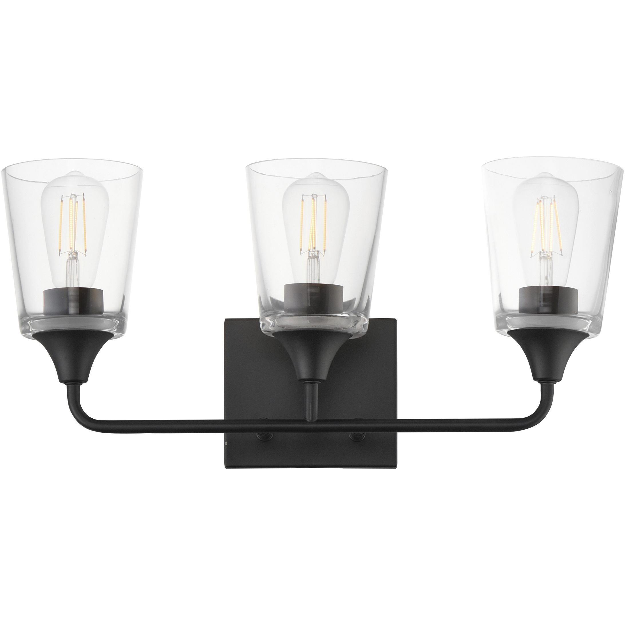 Hudson 3 Light 20.5 inch Black Bath Vanity Wall Light in Clear