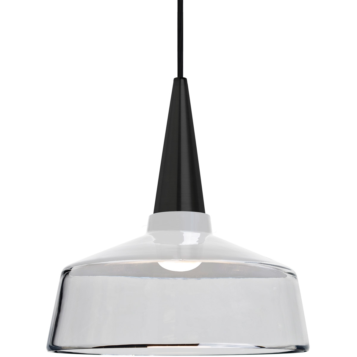 Baron 1 Light Black Pendant Ceiling Light in White with Clear Glass