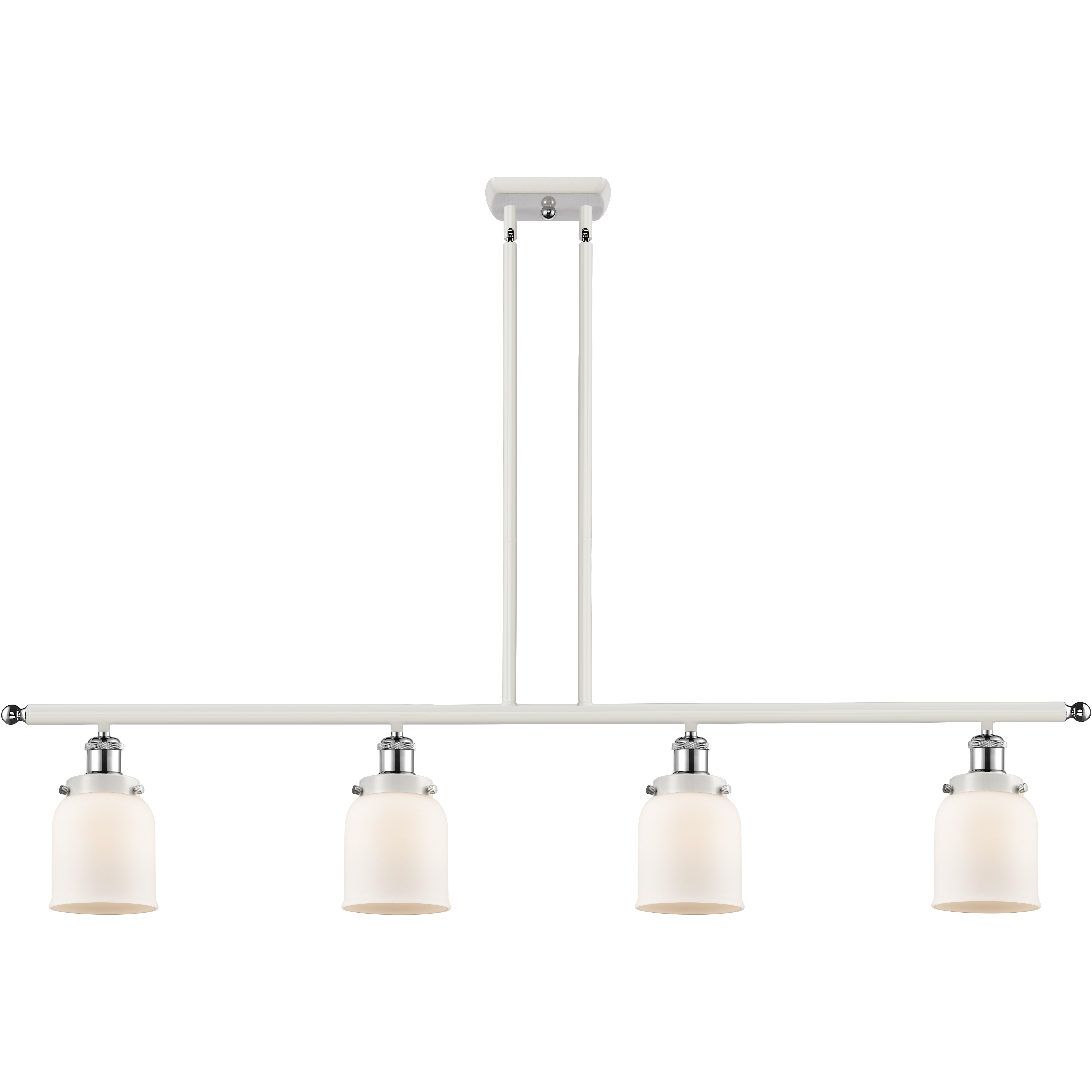 Ballston Small Bell 4 Light 48 inch White and Polished Chrome Island Light Ceiling Light in Matte White Glass