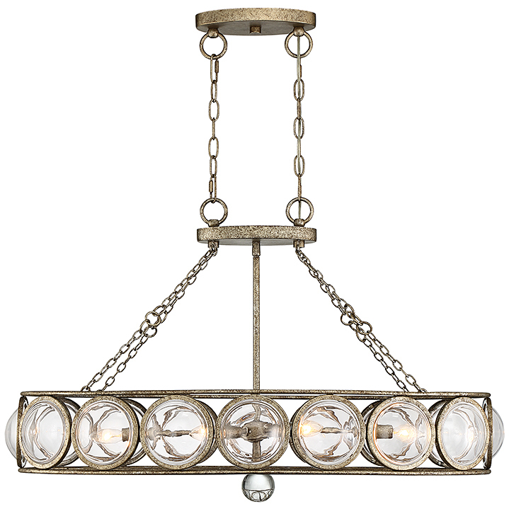 Warwick 6 Light 34.5 inch Brittannia Gold Linear Chandelier Ceiling Light
