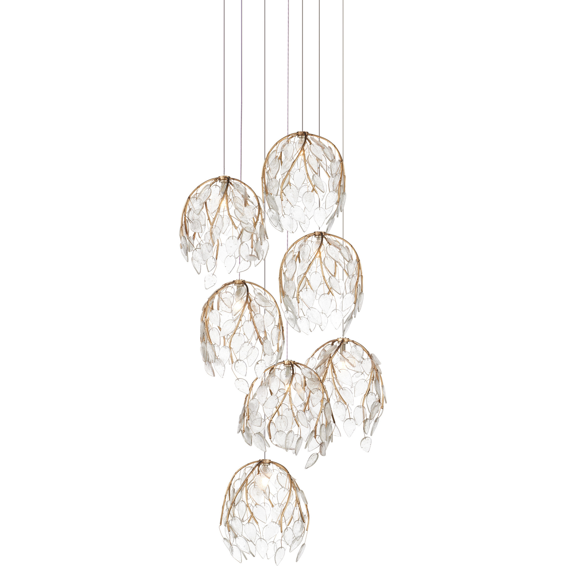 Banyan 7 Light 13 inch Antique Brass Multi-Drop Pendant Ceiling Light