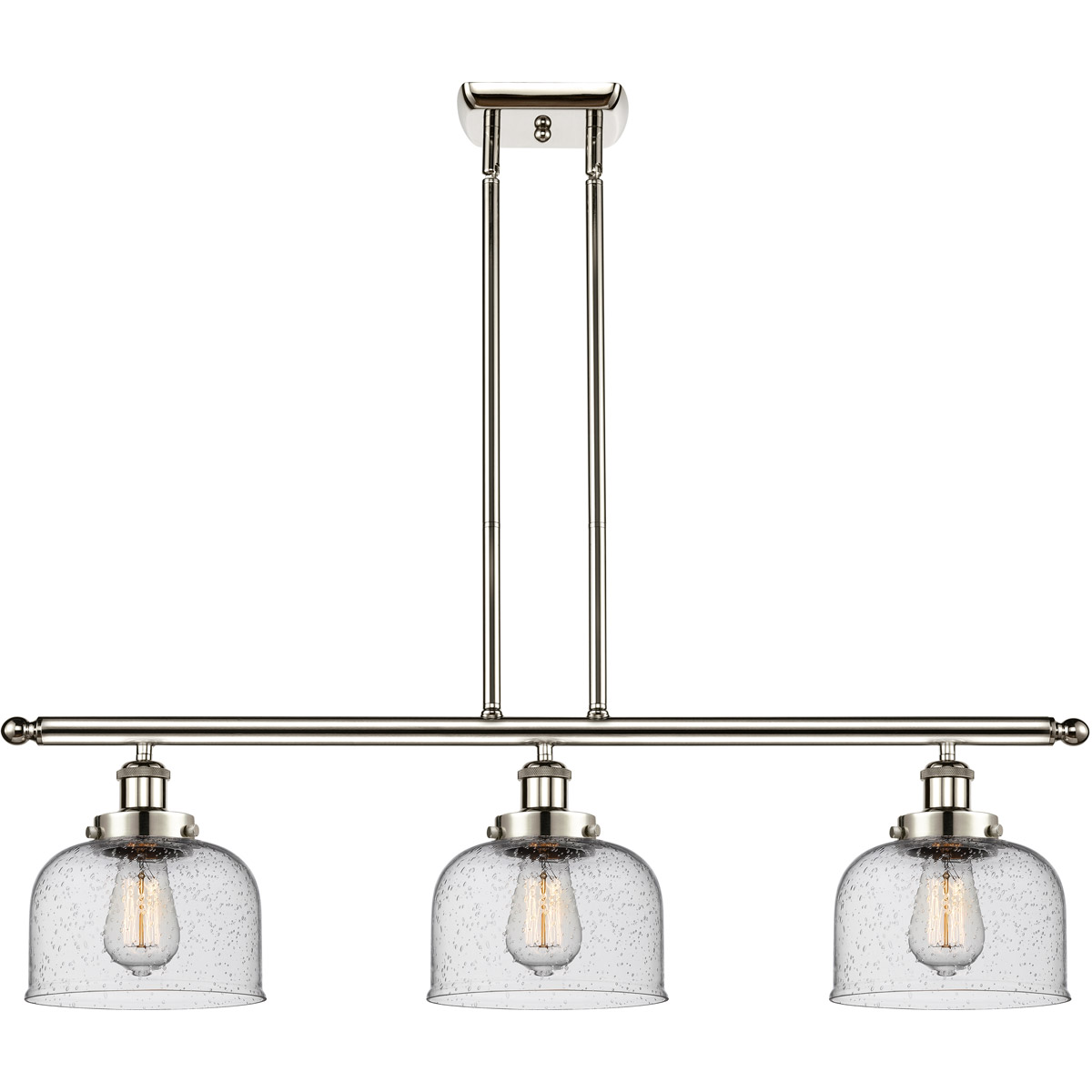 Ballston Large Bell LED 36 inch Polished Nickel Island Light Ceiling Light in Seedy Glass