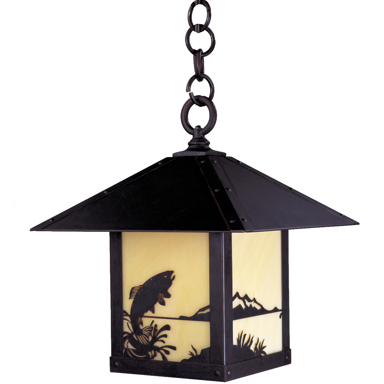 Timber Ridge 1 Light 9 inch Raw Copper Pendant Ceiling Light in Almond Mica, Palm Tree Filigree