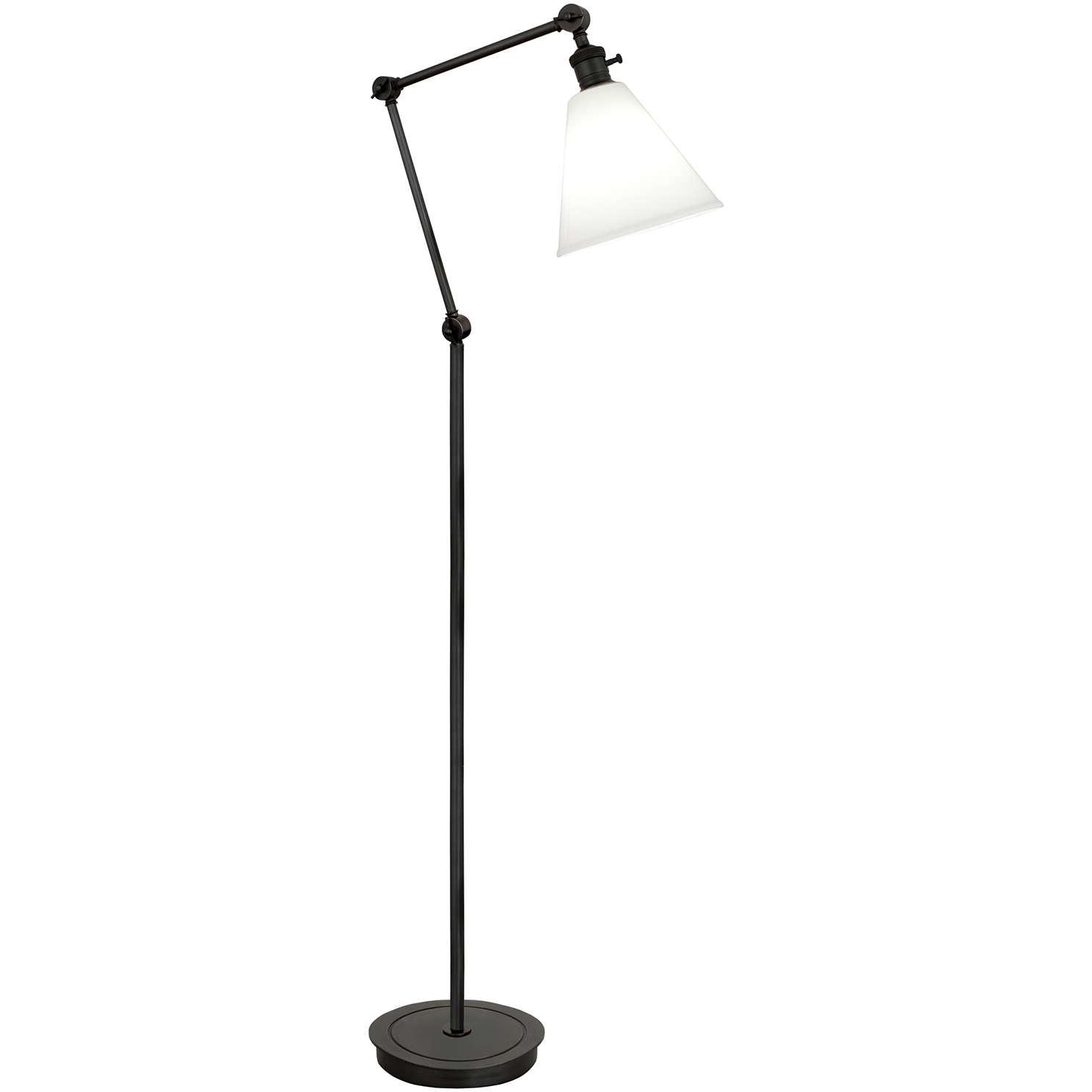 Alloy 10.75 inch 60 watt Deep Patina Bronze Floor Lamp Portable Light in Cased White Glass