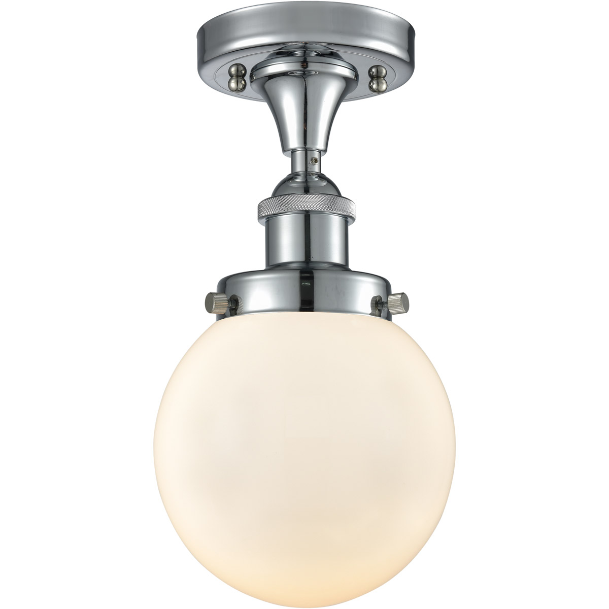 Ballston Beacon LED 6 inch Polished Chrome Semi-Flush Mount Ceiling Light in Matte White Glass, Ballston