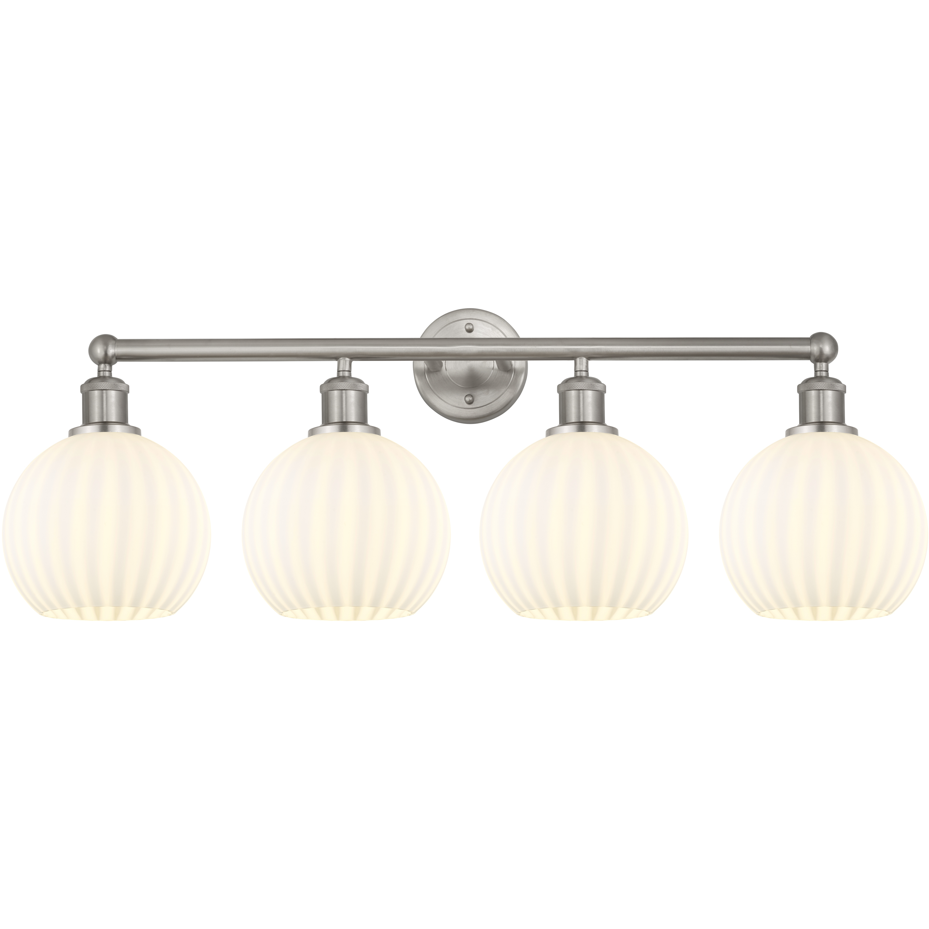 Edison White Venetian 4 Light 35 inch Satin Nickel Bath Vanity Light Wall Light