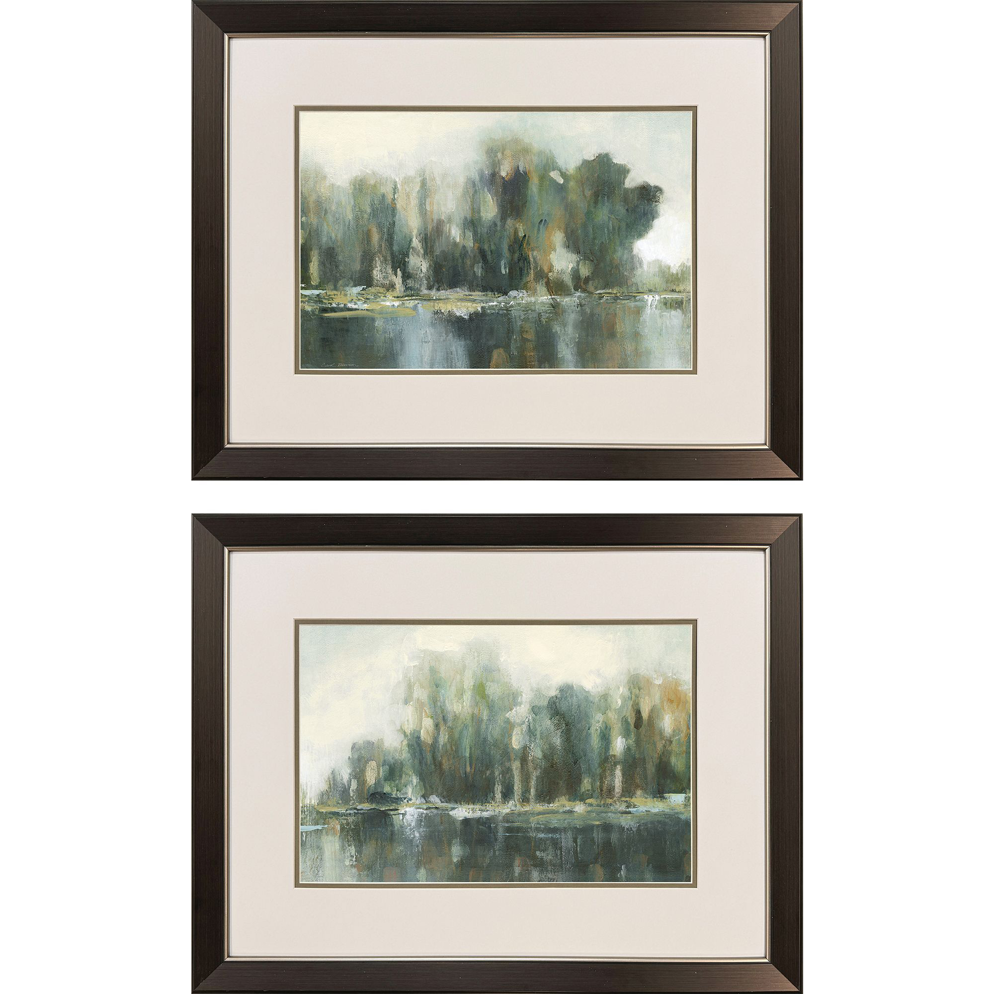 Texture Treeline Green and White Framed Art, Propac