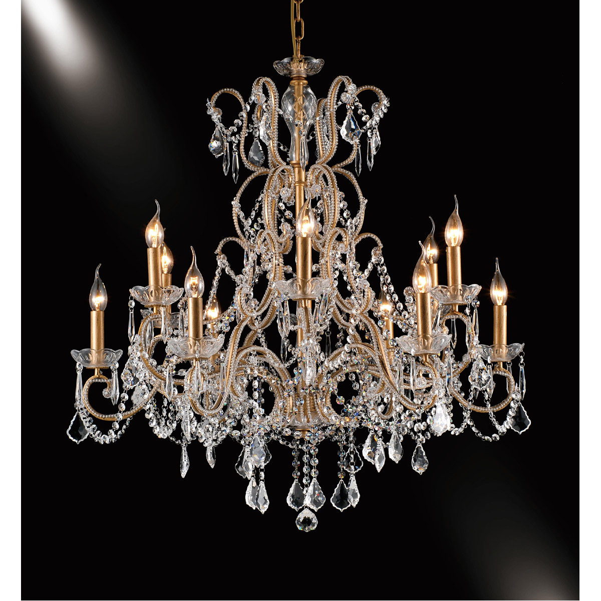 Canada 12 Light 34 inch Gold Chandelier Ceiling Light, Gold Frame