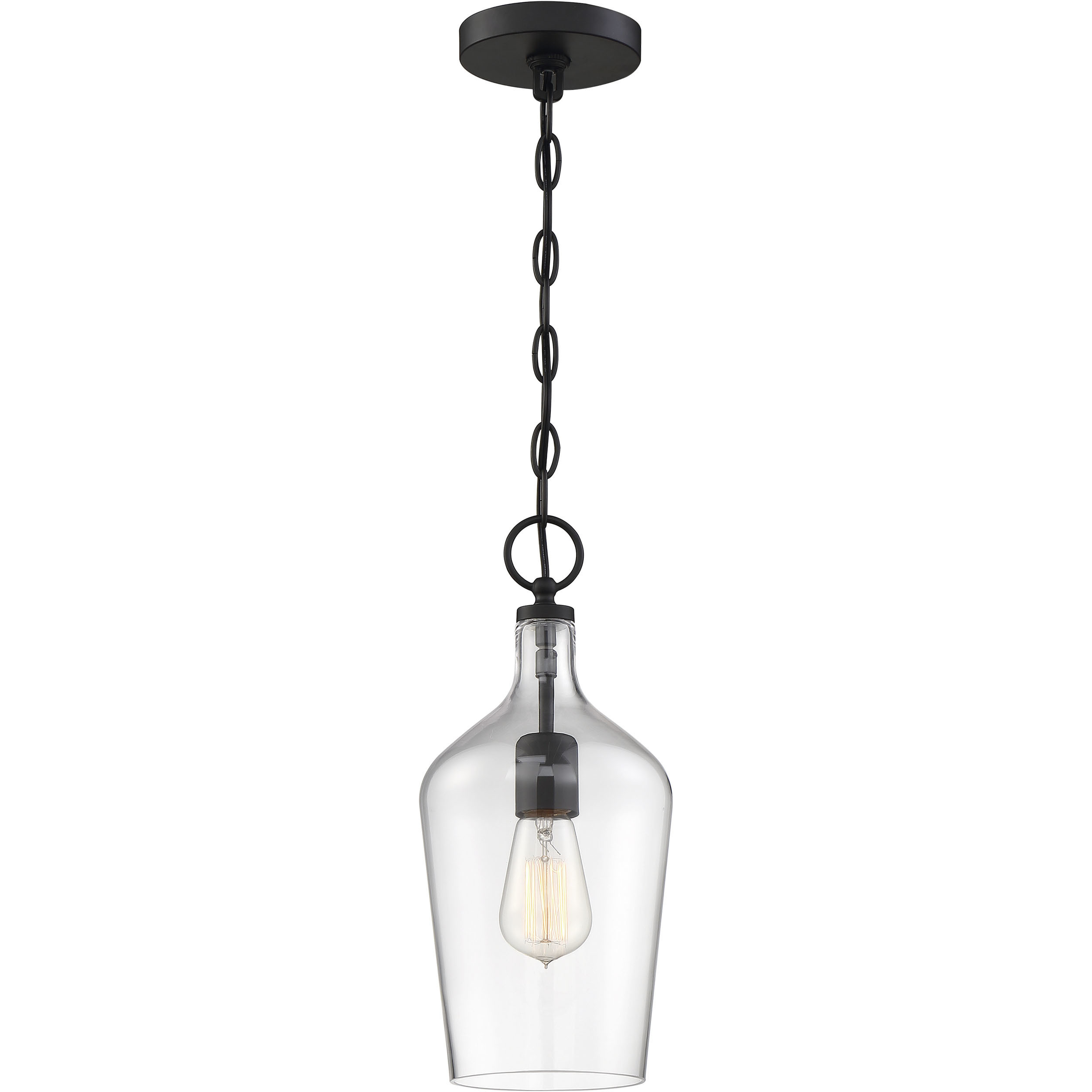 Hartley 1 Light 6.5 inch Matte Black and Clear Pendant Ceiling Light