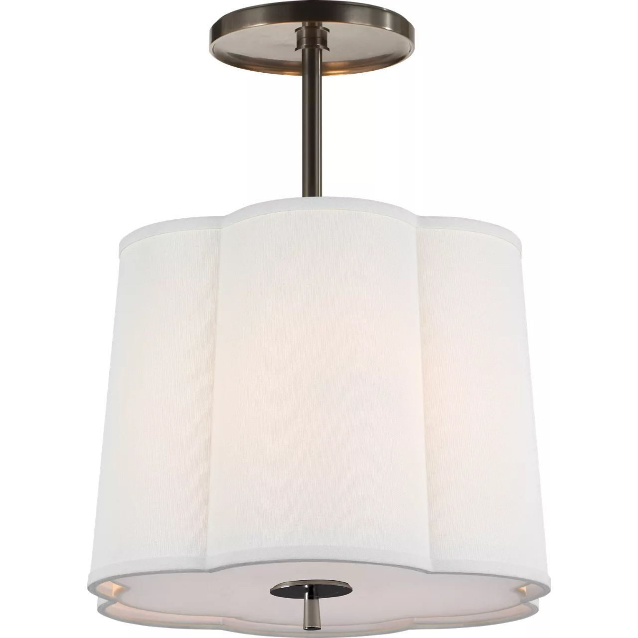 Barbara Barry Simple Scallop 3 Light 15.75 inch Bronze Hanging Shade Ceiling Light in Linen