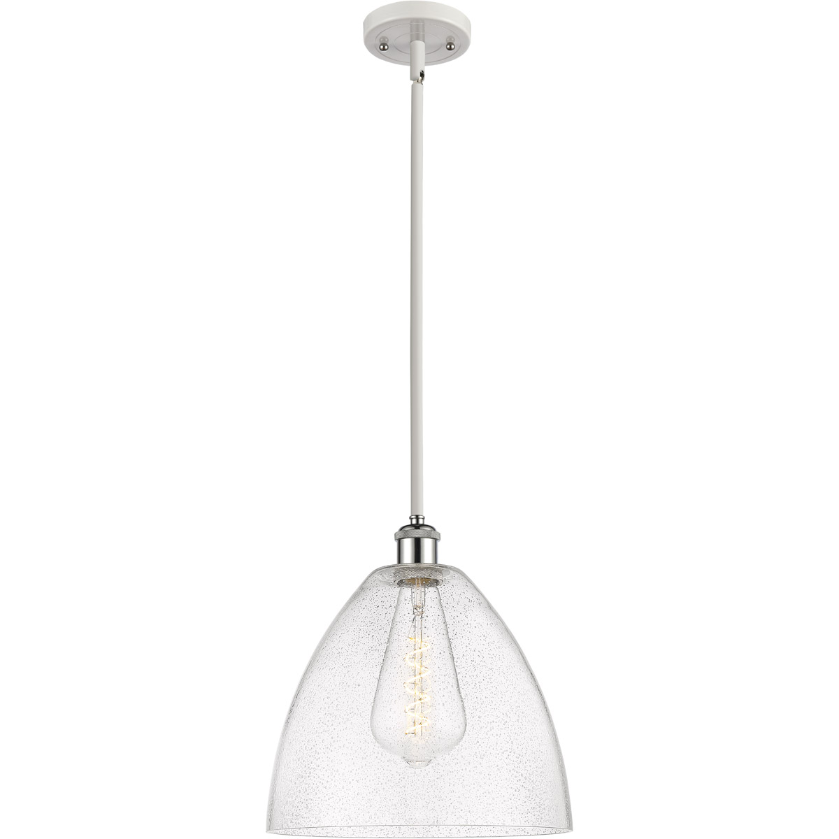 Ballston Dome LED 12 inch White and Polished Chrome Mini Pendant Ceiling Light in Seedy Glass