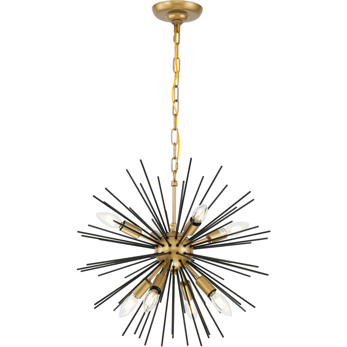 Timber 8 Light 20 inch Brass and Black Pendant Ceiling Light