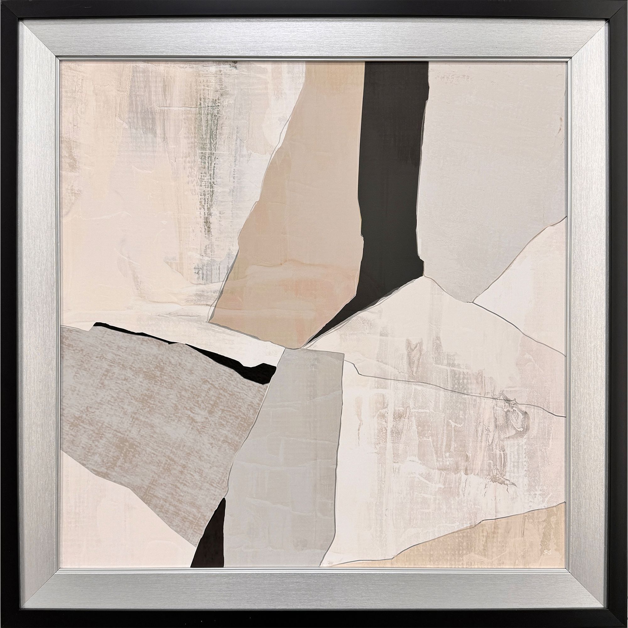 Gray Abstract White and Black and Gray and Neutral Framed Art, Propac