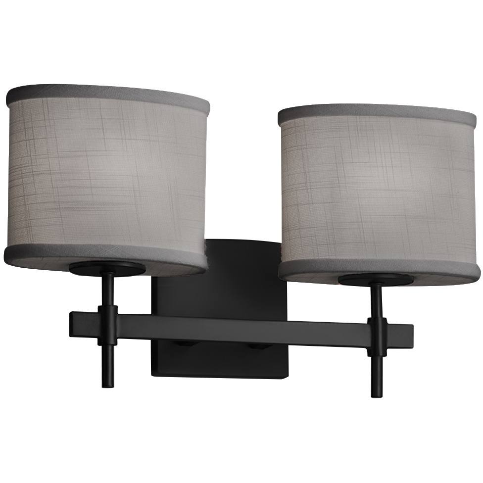 Textile 2 Light 15.5 inch Matte Black Bath Vanity Light Wall Light, Union Family, Choices